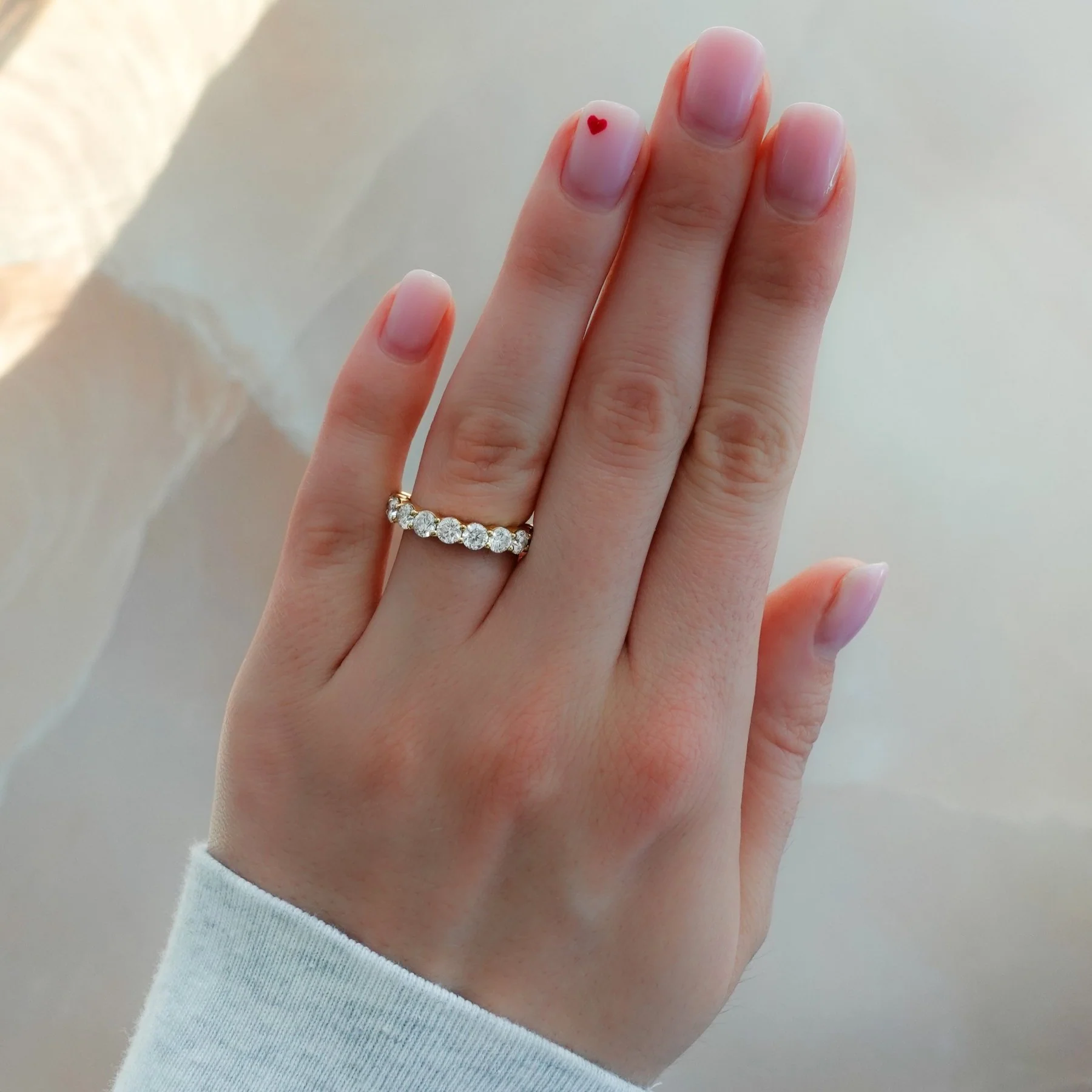Jumbo Shared Prong Wedding Band With Round Diamonds - Image 2