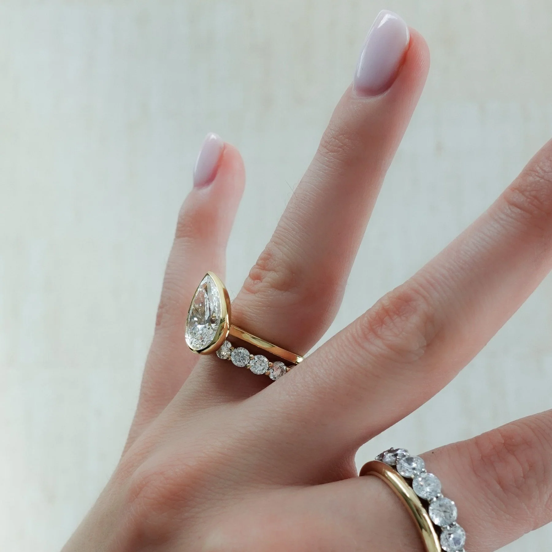 Jumbo Shared Prong Wedding Band With Round Diamonds - Image 3