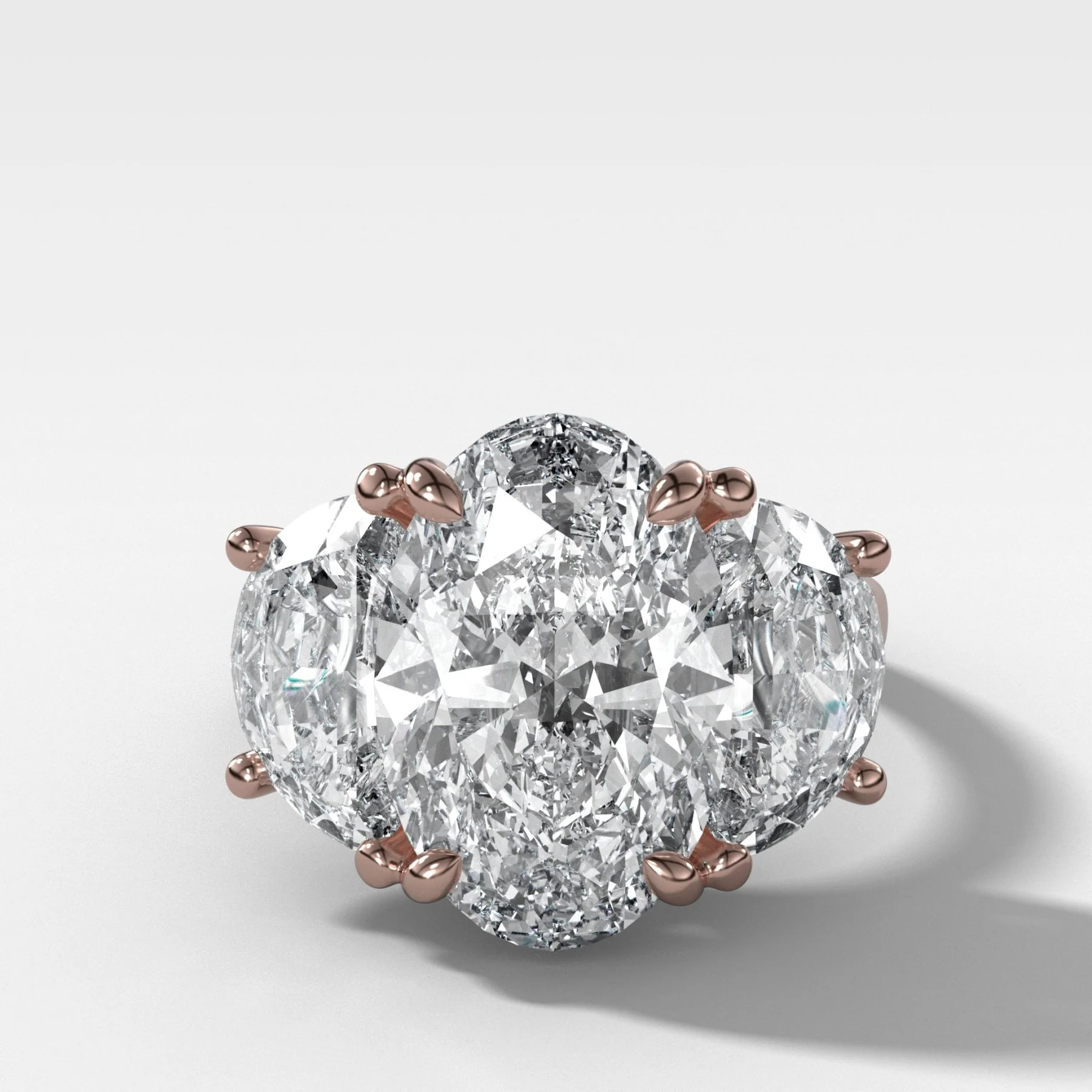 Jumbo Three Stone ring with Half Moon sides & an Oval Cut - Image 5
