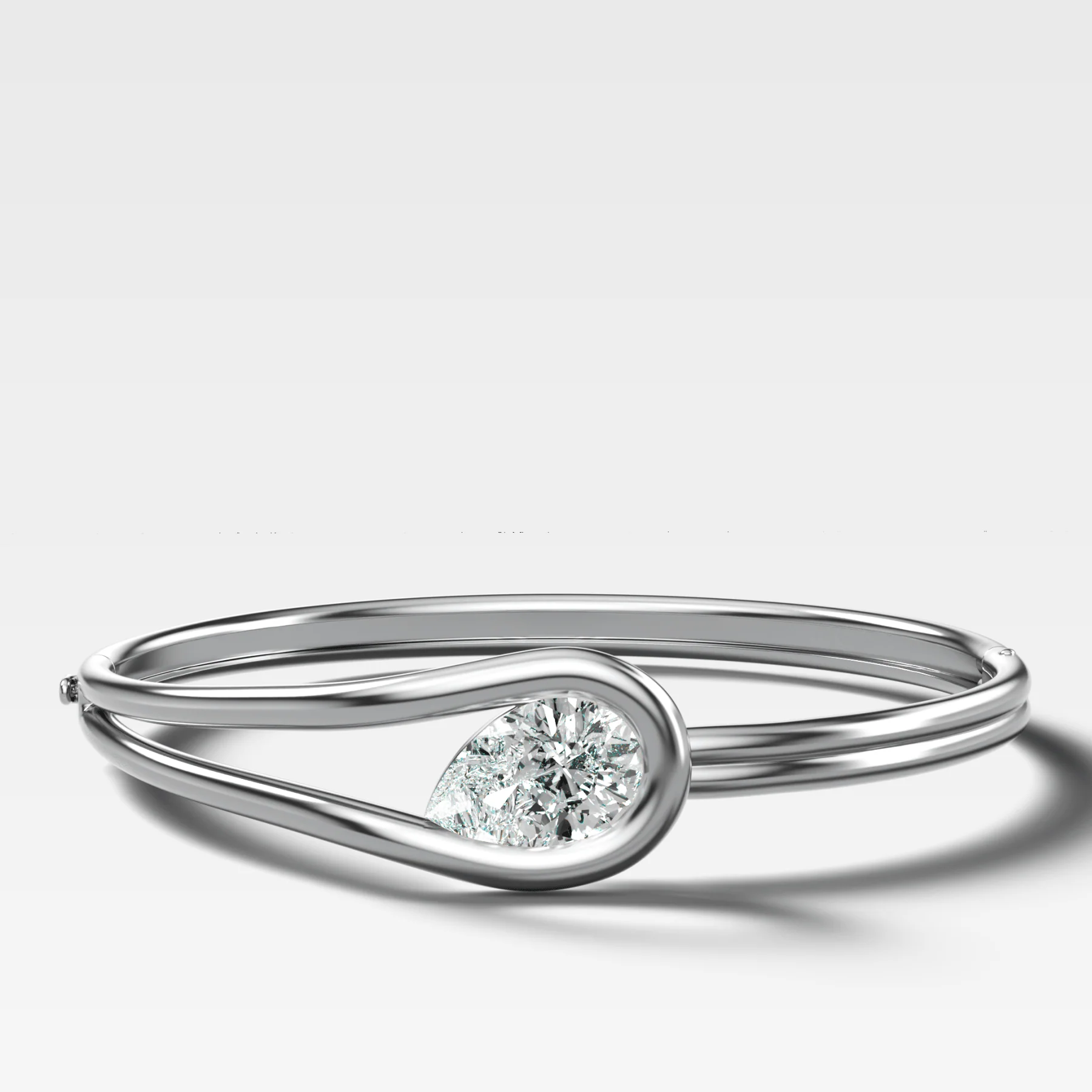 Lasso Bangle with Tilted Pear Cut Diamond - Image 3