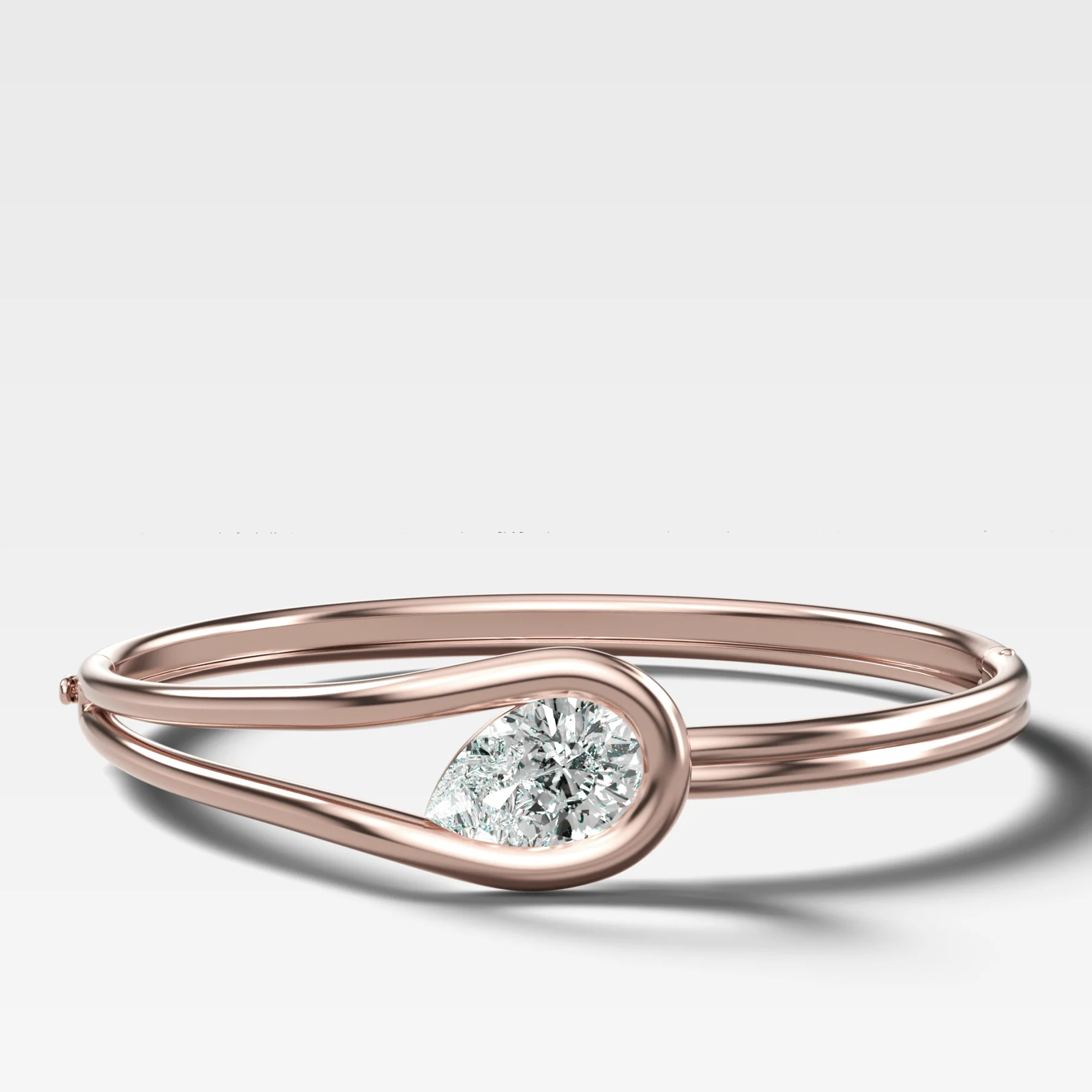 Lasso Bangle with Tilted Pear Cut Diamond - Image 4