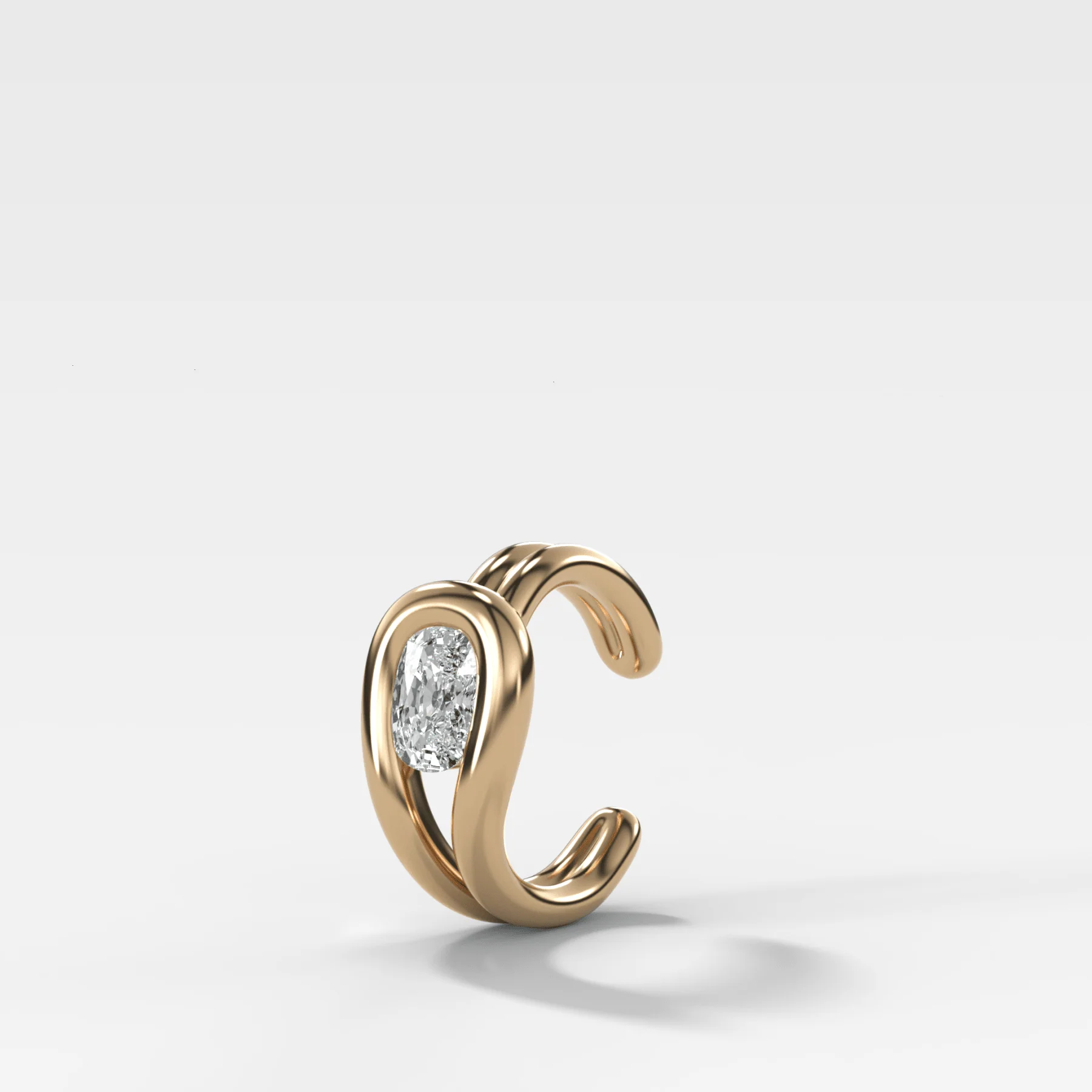 Lasso Elongated Cushion Diamond Ear Cuff Single