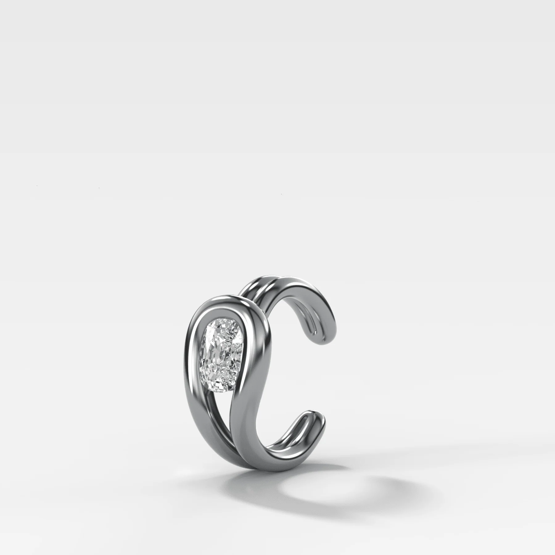 Lasso Elongated Cushion Diamond Ear Cuff Single - Image 2