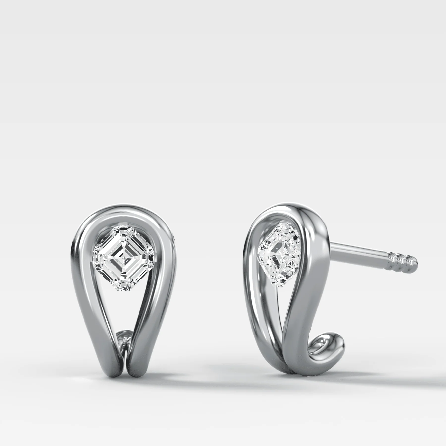 Lasso Huggies with Asscher Cut Diamonds - Image 2