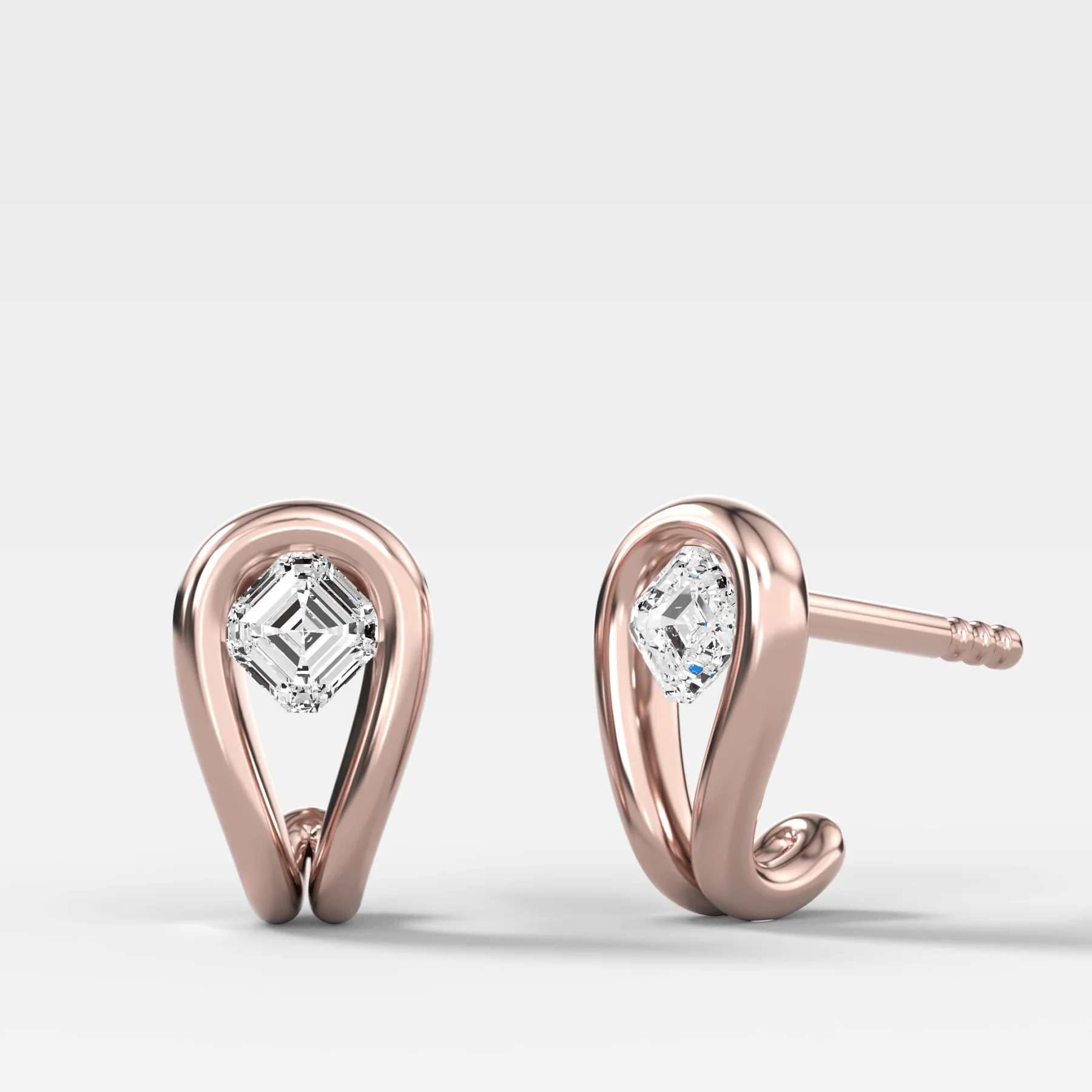 Lasso Huggies with Asscher Cut Diamonds - Image 3