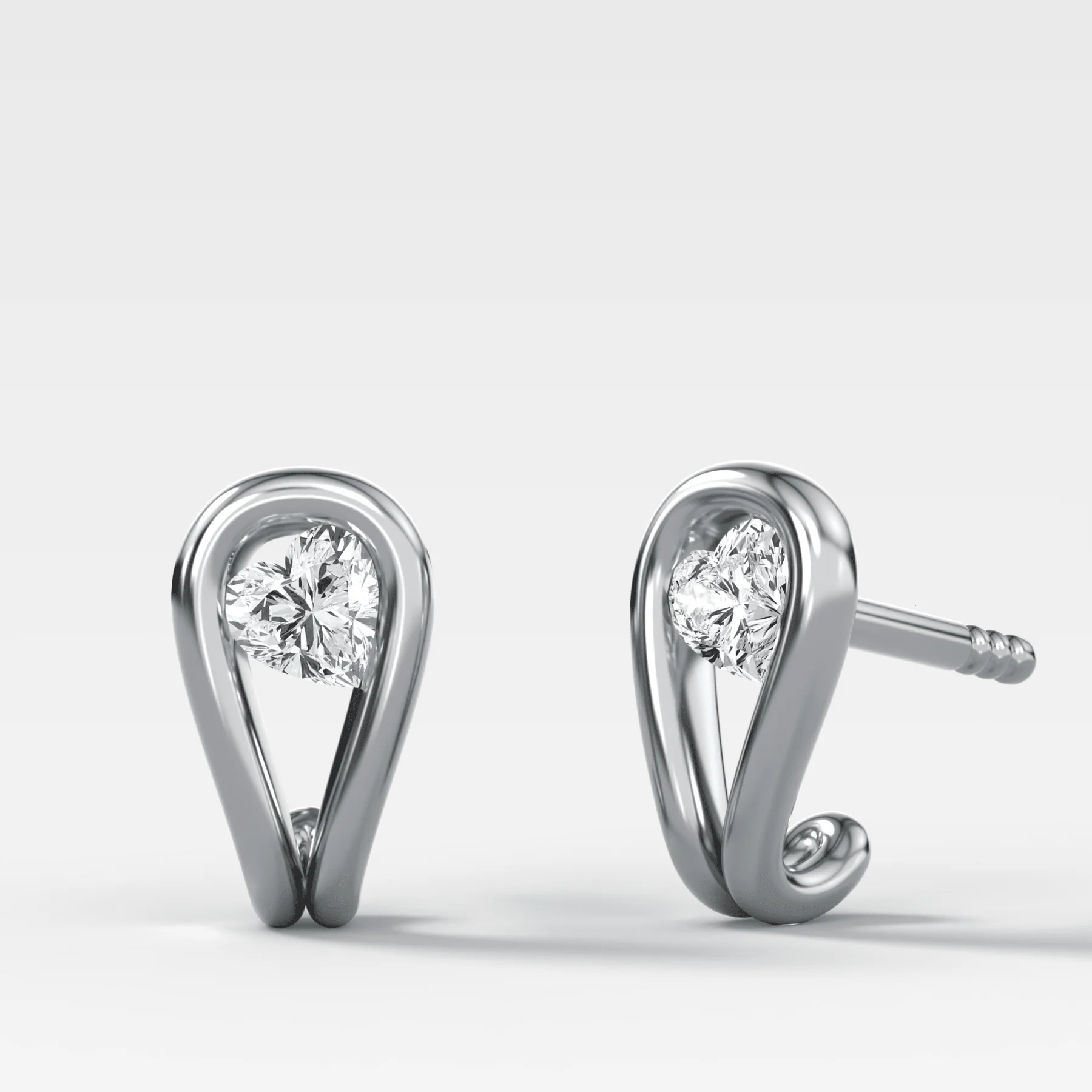 Lasso Huggies with Heart Cut Diamonds - Image 2