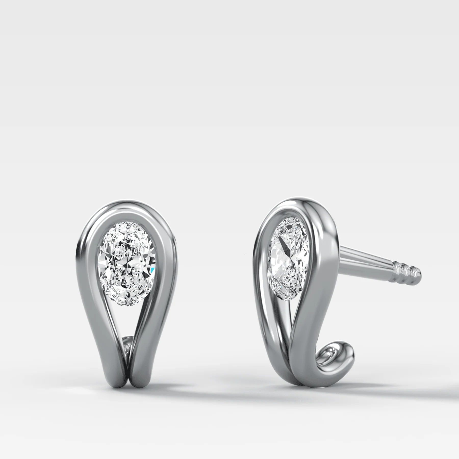Lasso Huggies with Oval Cut Diamonds - Image 3