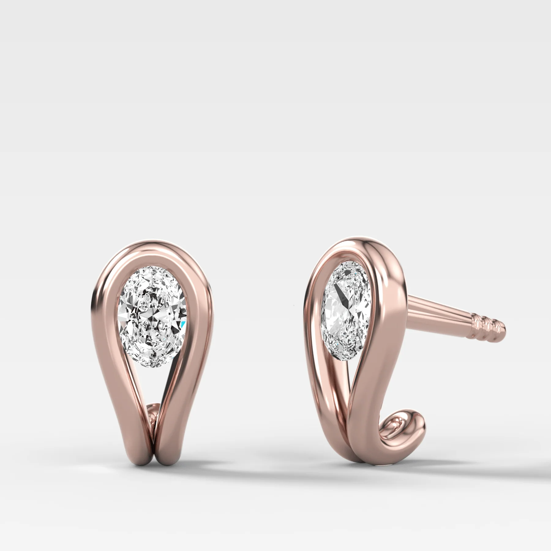 Lasso Huggies with Oval Cut Diamonds - Image 4