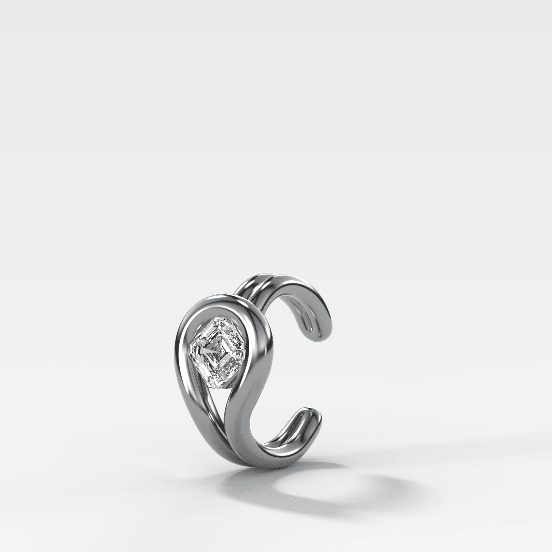 Lasso Tilted Asscher Diamond Ear Cuff Single - Image 2