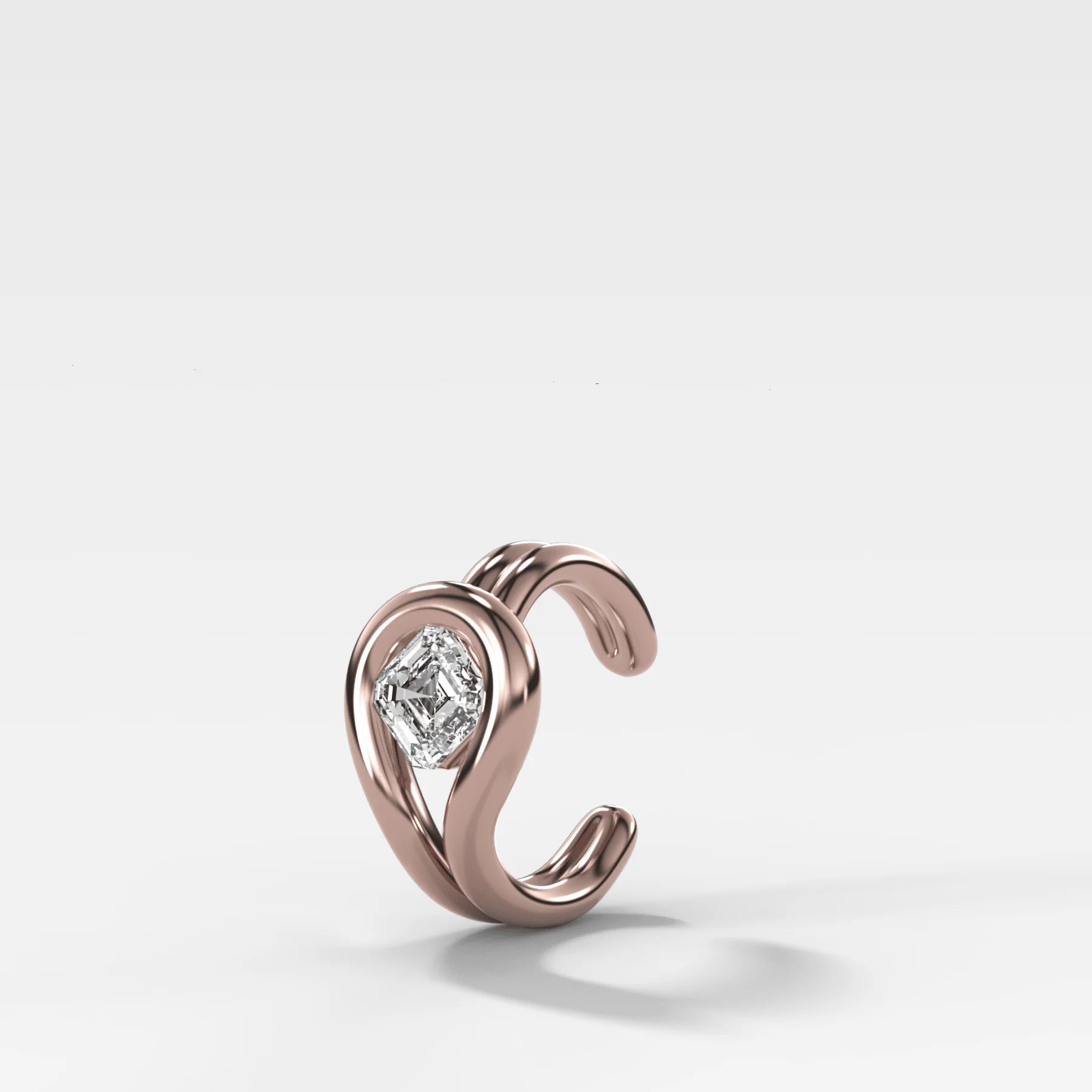 Lasso Tilted Asscher Diamond Ear Cuff Single - Image 3