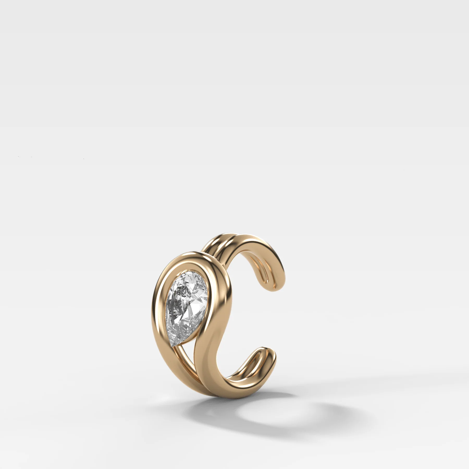 Lasso Tilted Pear Diamond Ear Cuff Single