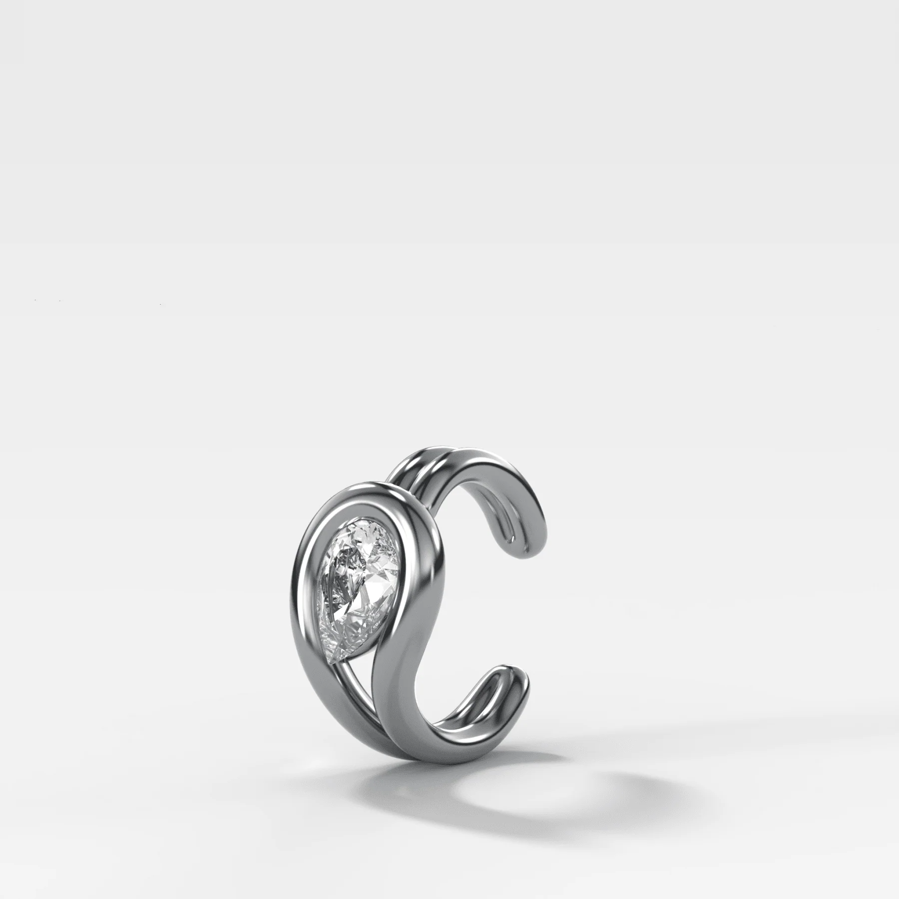 Lasso Tilted Pear Diamond Ear Cuff Single - Image 2