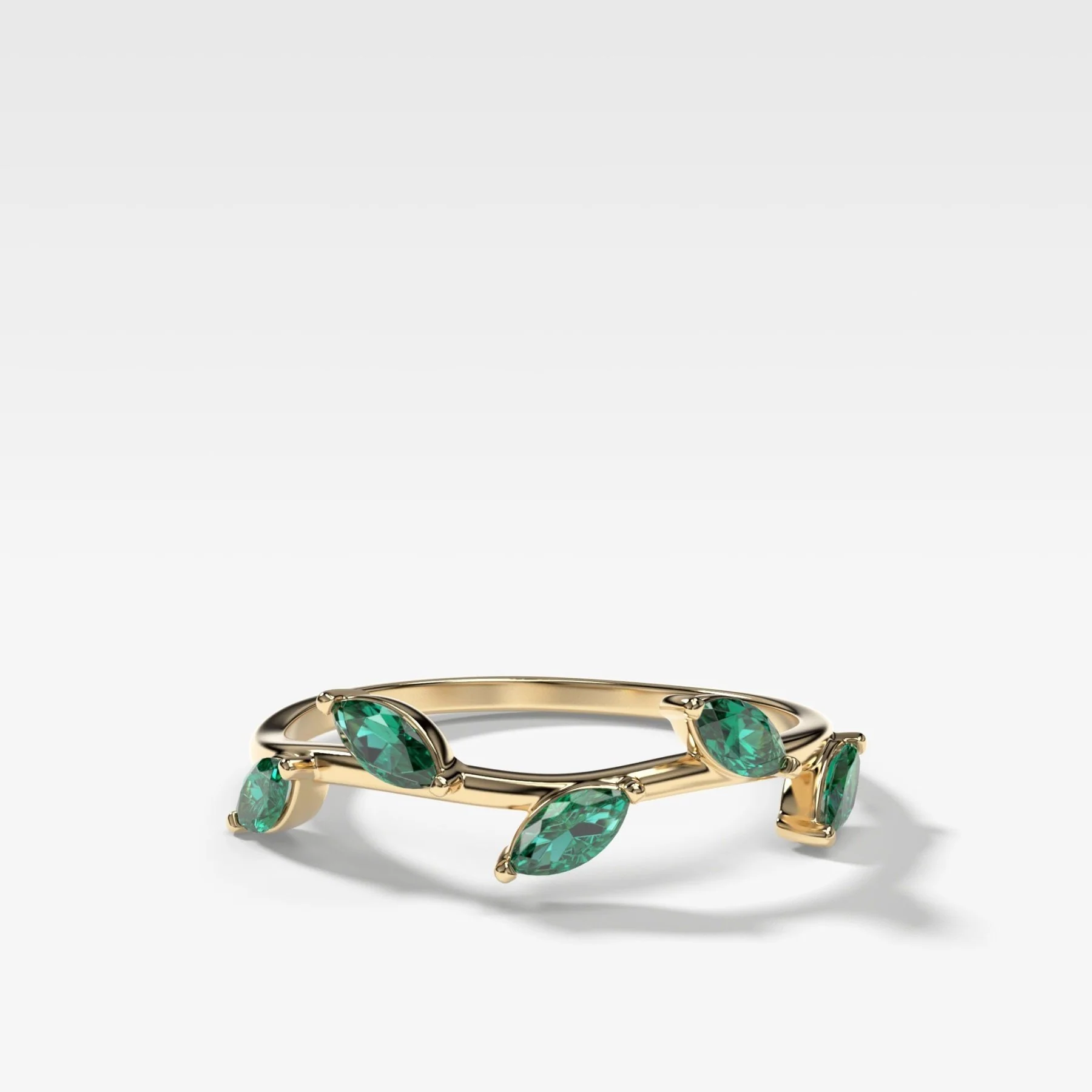 Laurel Marquise Band With Green Emeralds