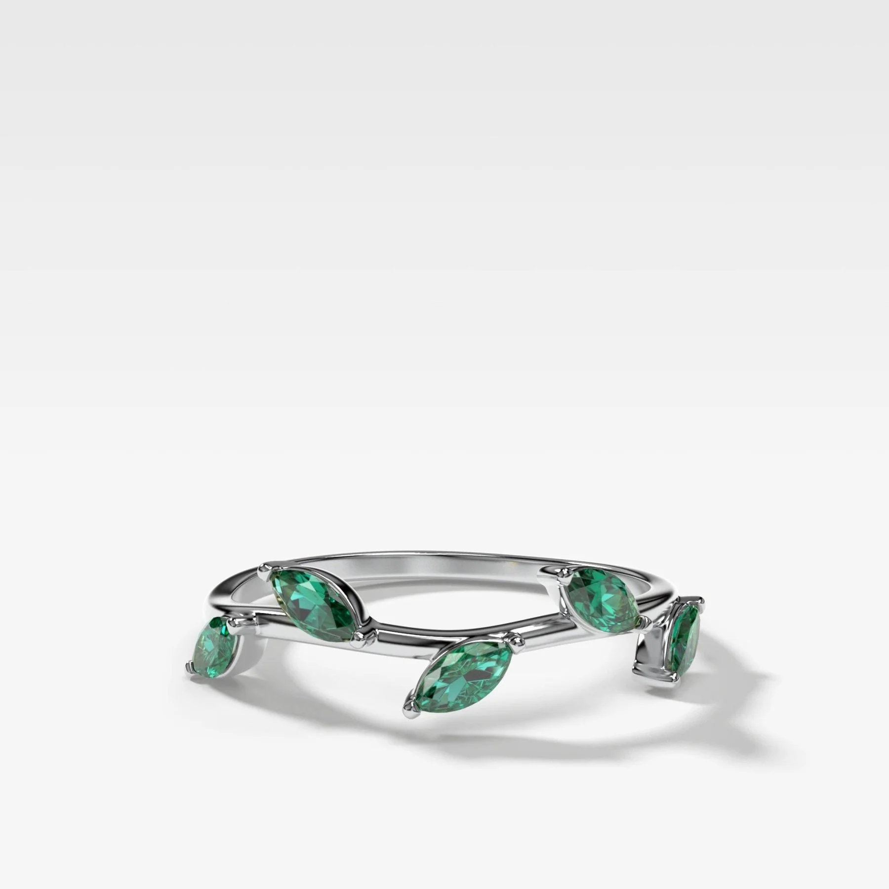 Laurel Marquise Band With Green Emeralds - Image 2