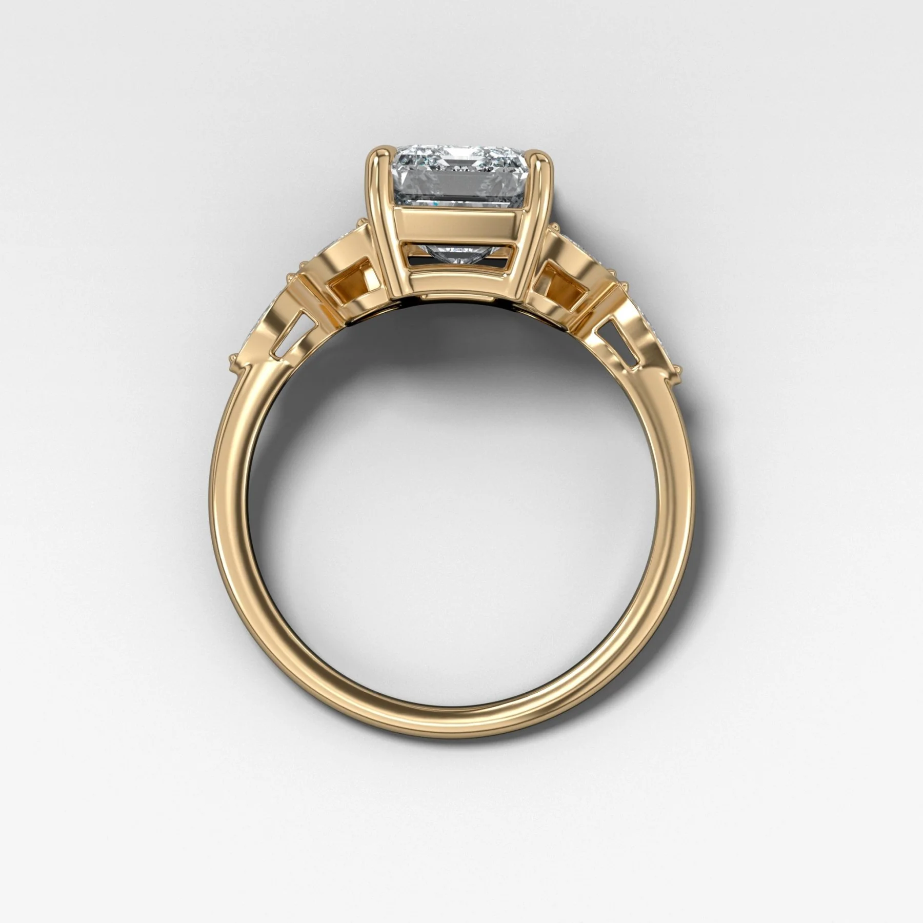 Laurel Engagement Ring With North South Emerald Cut Diamond - Image 2
