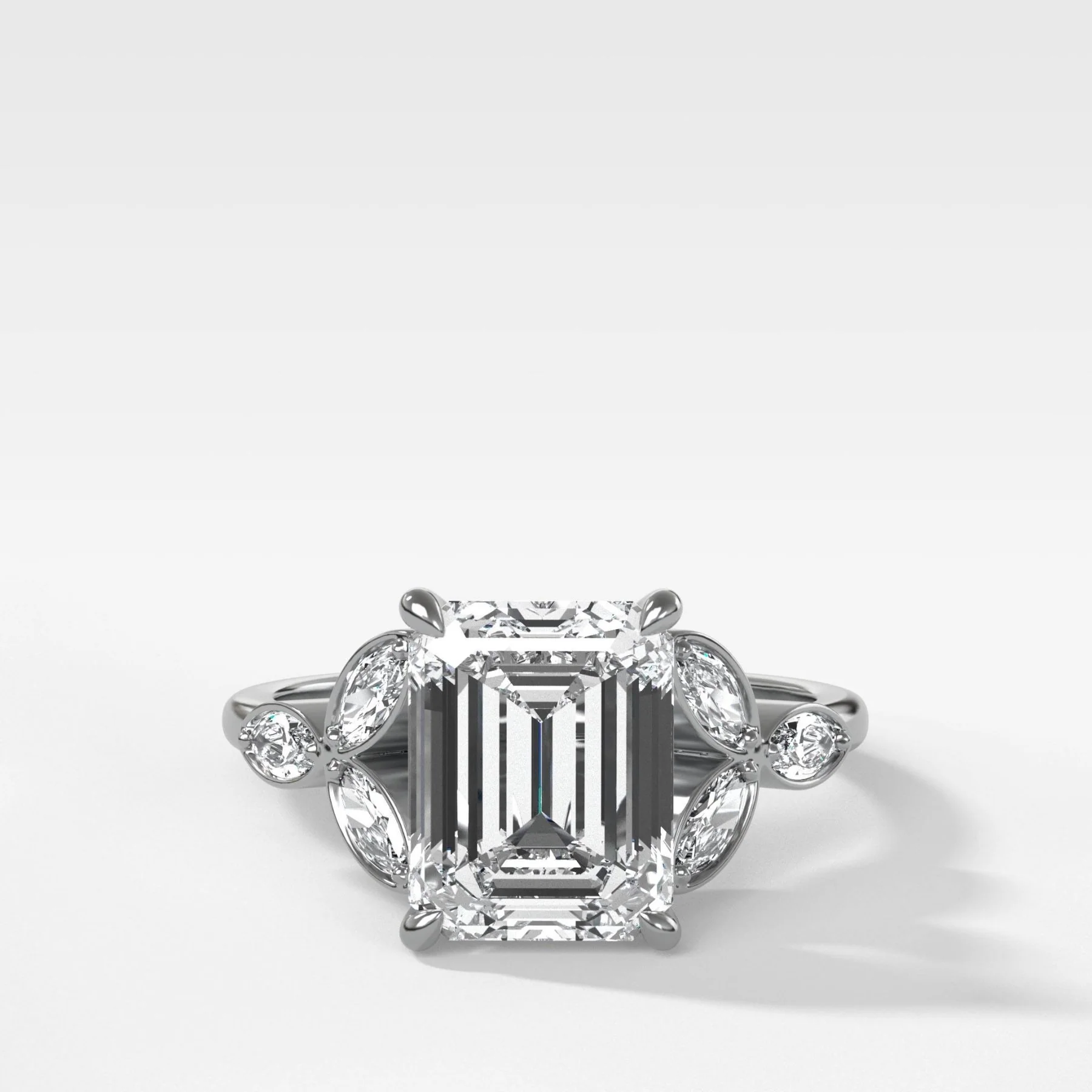 Laurel Engagement Ring With North South Emerald Cut Diamond - Image 3