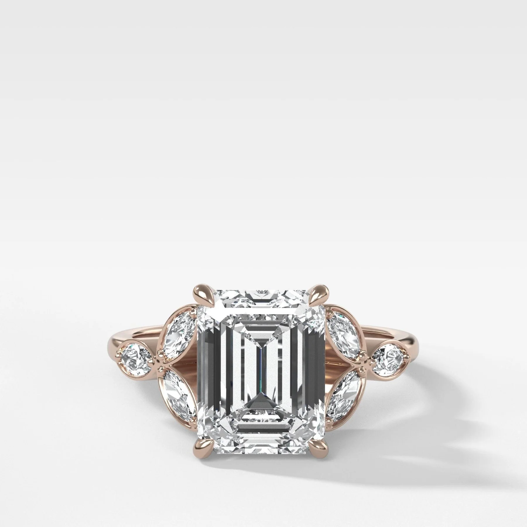 Laurel Engagement Ring With North South Emerald Cut Diamond - Image 4