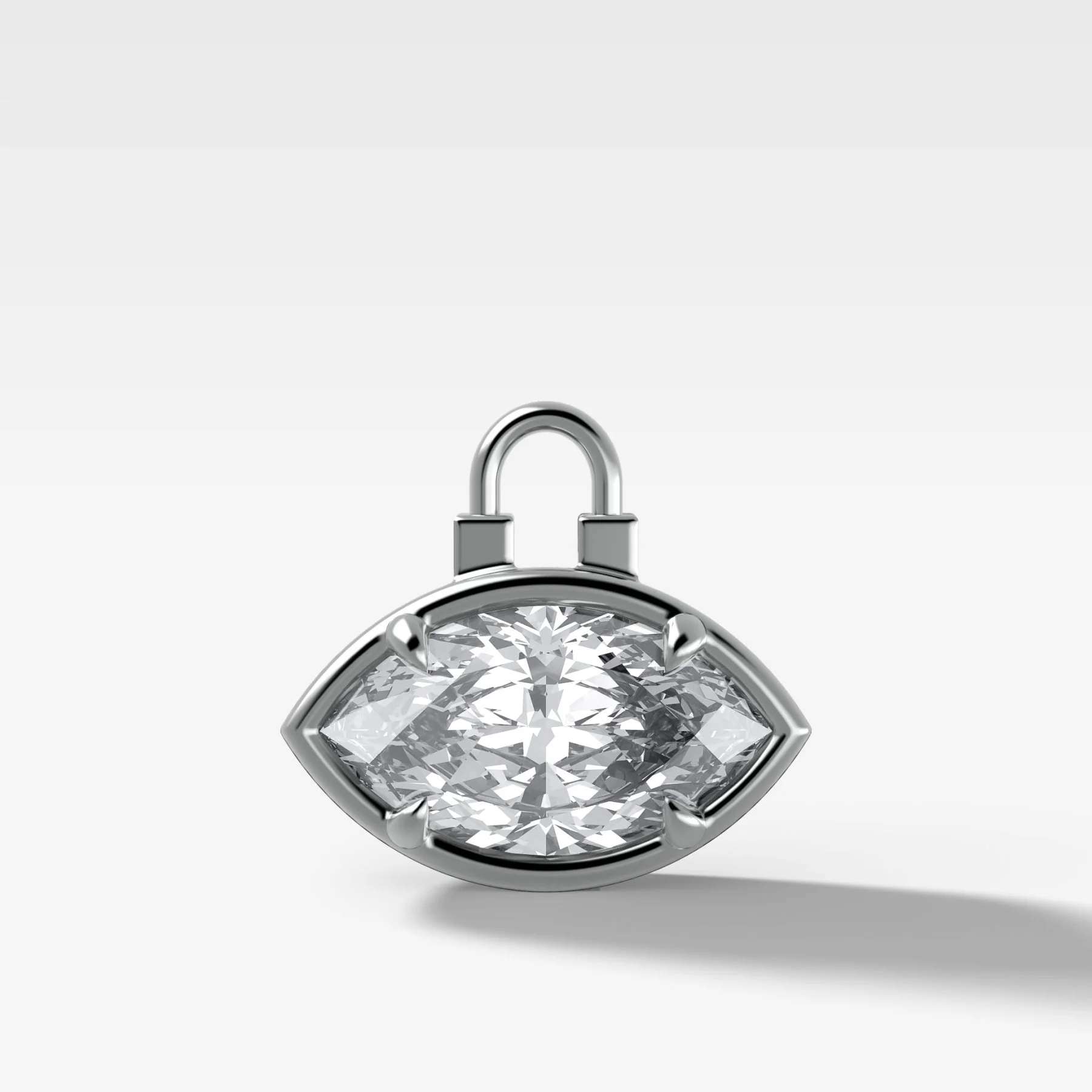 Club Lock East West Marquise Attachable Diamond Pendant - Image 4