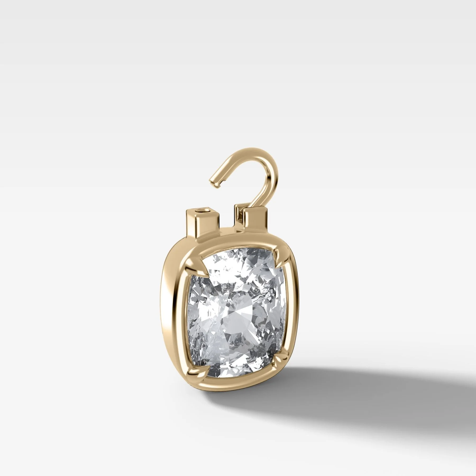Club Lock Elongated Cushion Attachable Diamond Pendant - Image 2