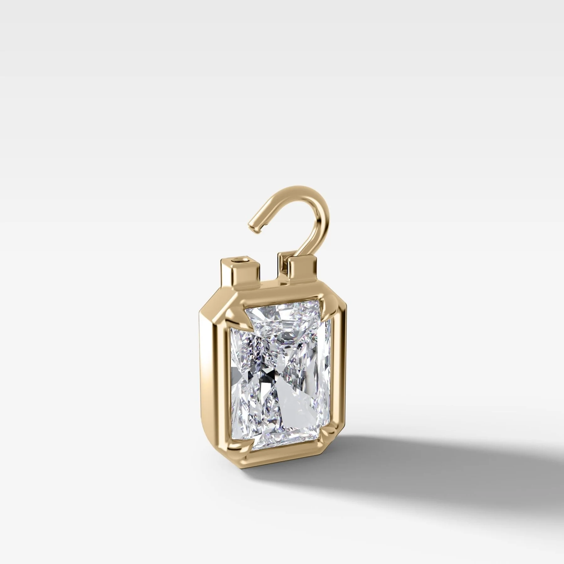 Club Lock Elongated Radiant Attachable Diamond Pendant - Image 2