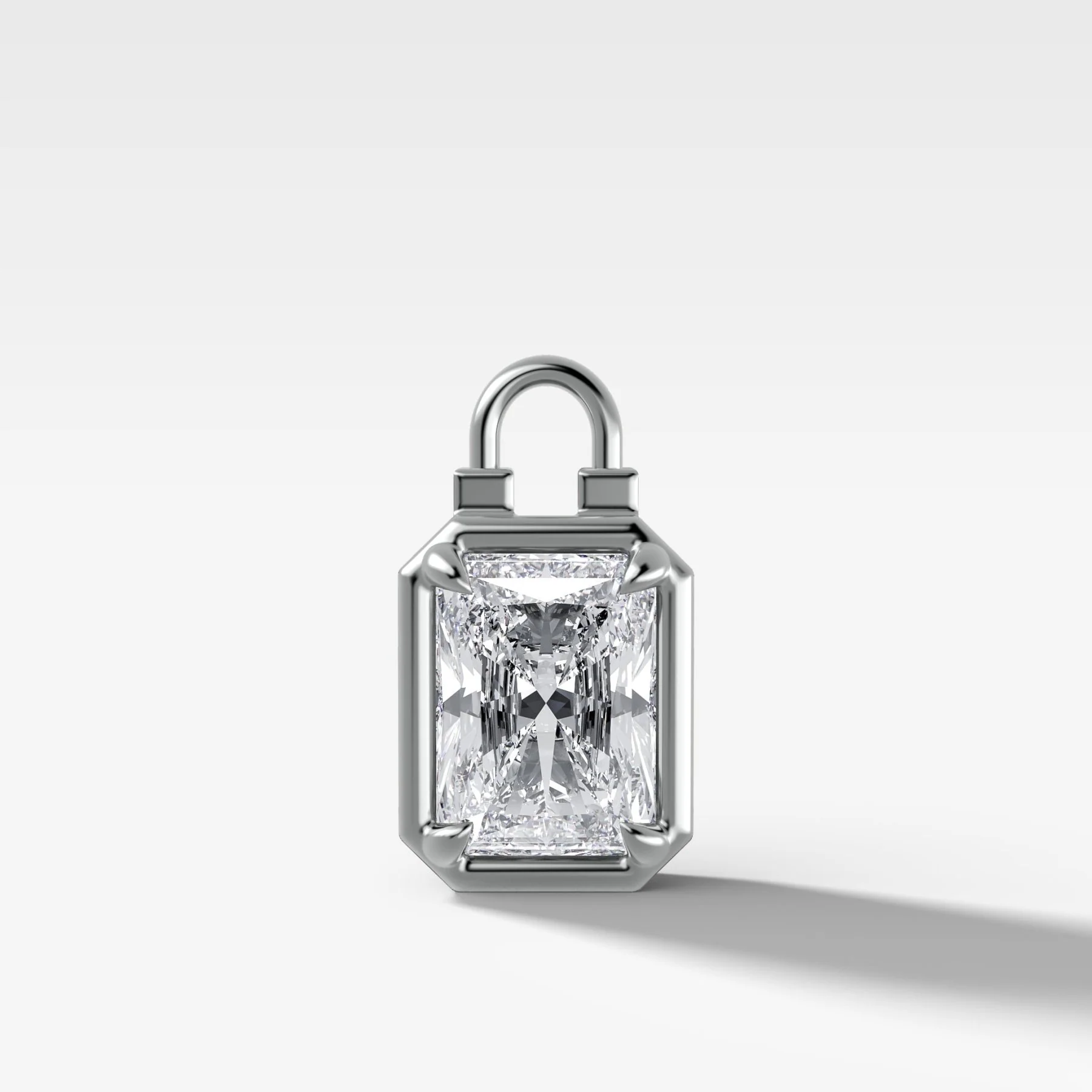 Club Lock Elongated Radiant Attachable Diamond Pendant - Image 3