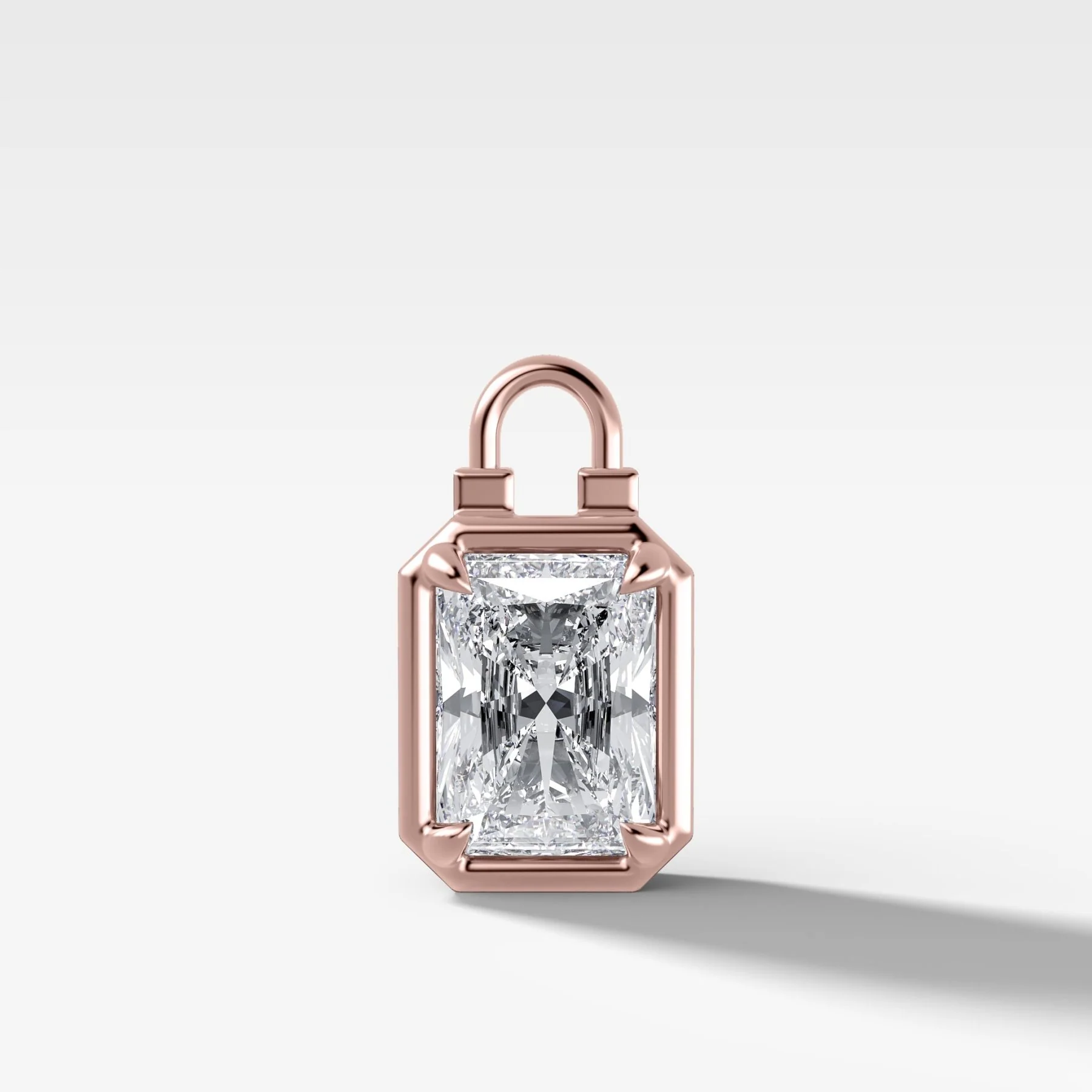 Club Lock Elongated Radiant Attachable Diamond Pendant - Image 4