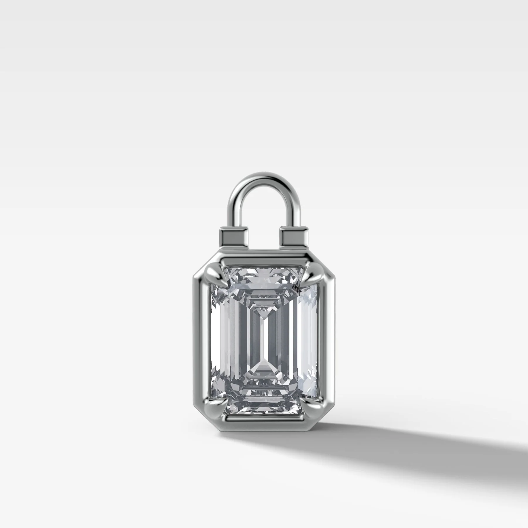 Club Lock Emerald Attachable Diamond Pendant - Image 3
