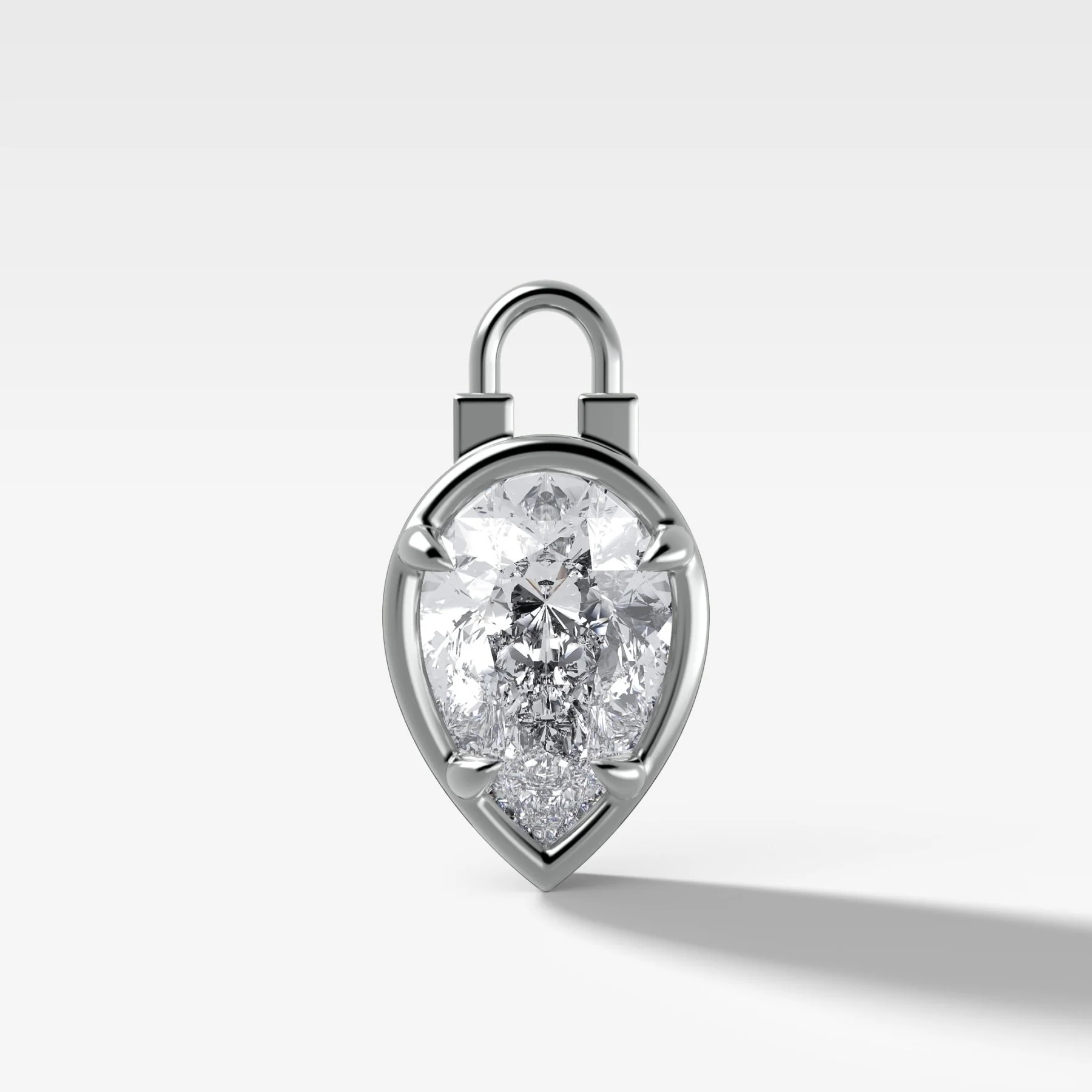 Club Lock Pear Attachable Diamond Pendant - Image 3