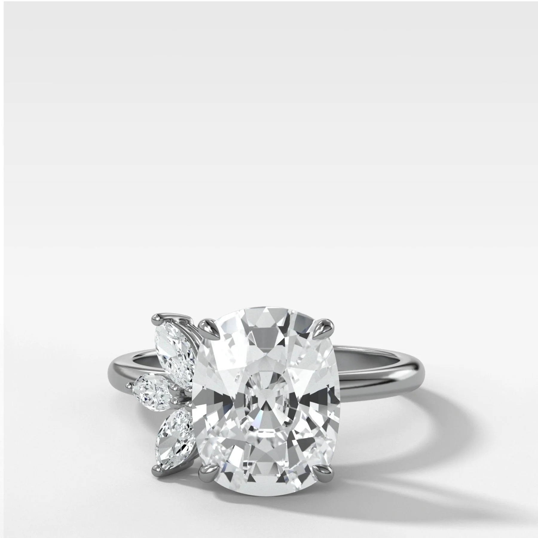 Lotus Engagement Ring With Elongated Cushion Cut Diamond - Image 3
