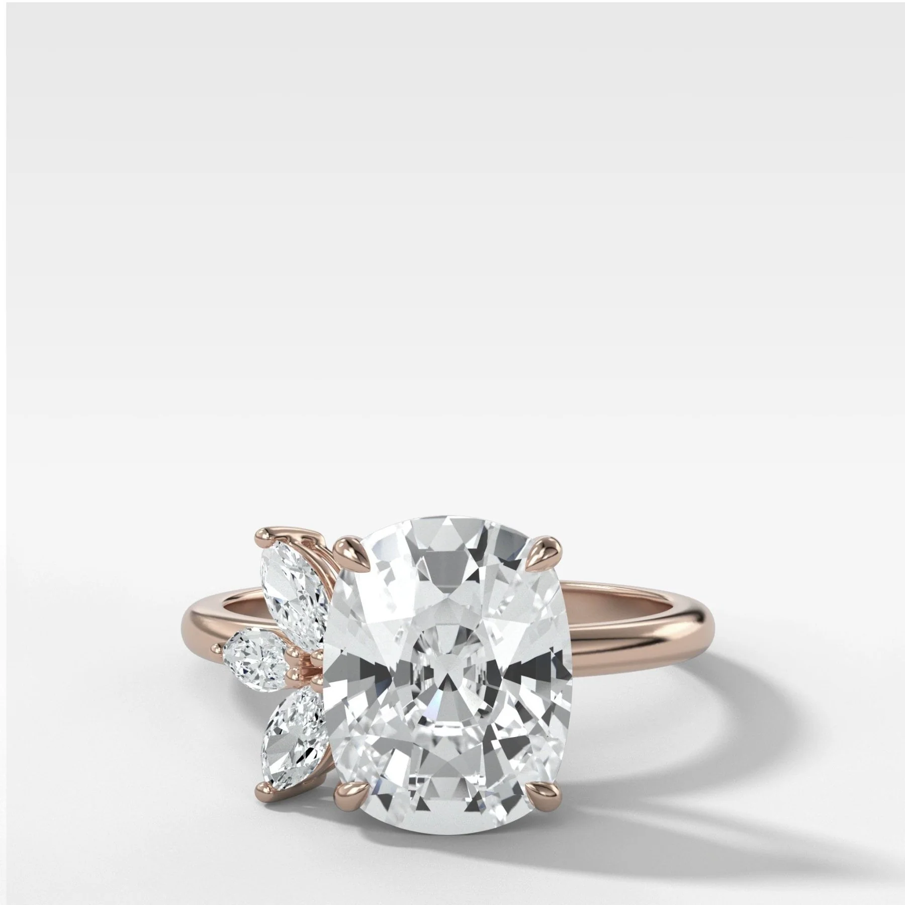 Lotus Engagement Ring With Elongated Cushion Cut Diamond - Image 4
