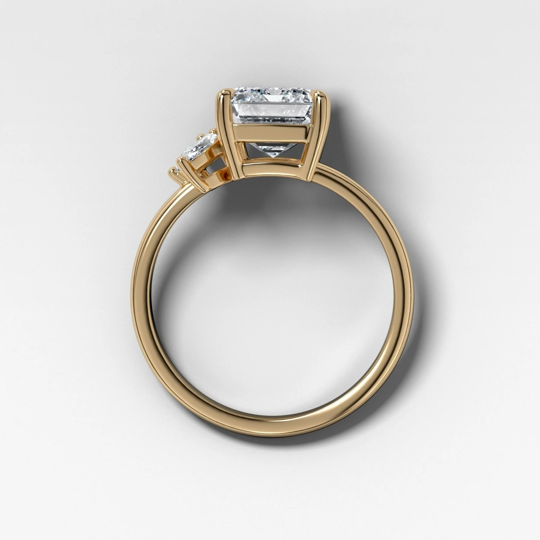 Lotus Engagement Ring With Emerald Cut Diamond - Image 2