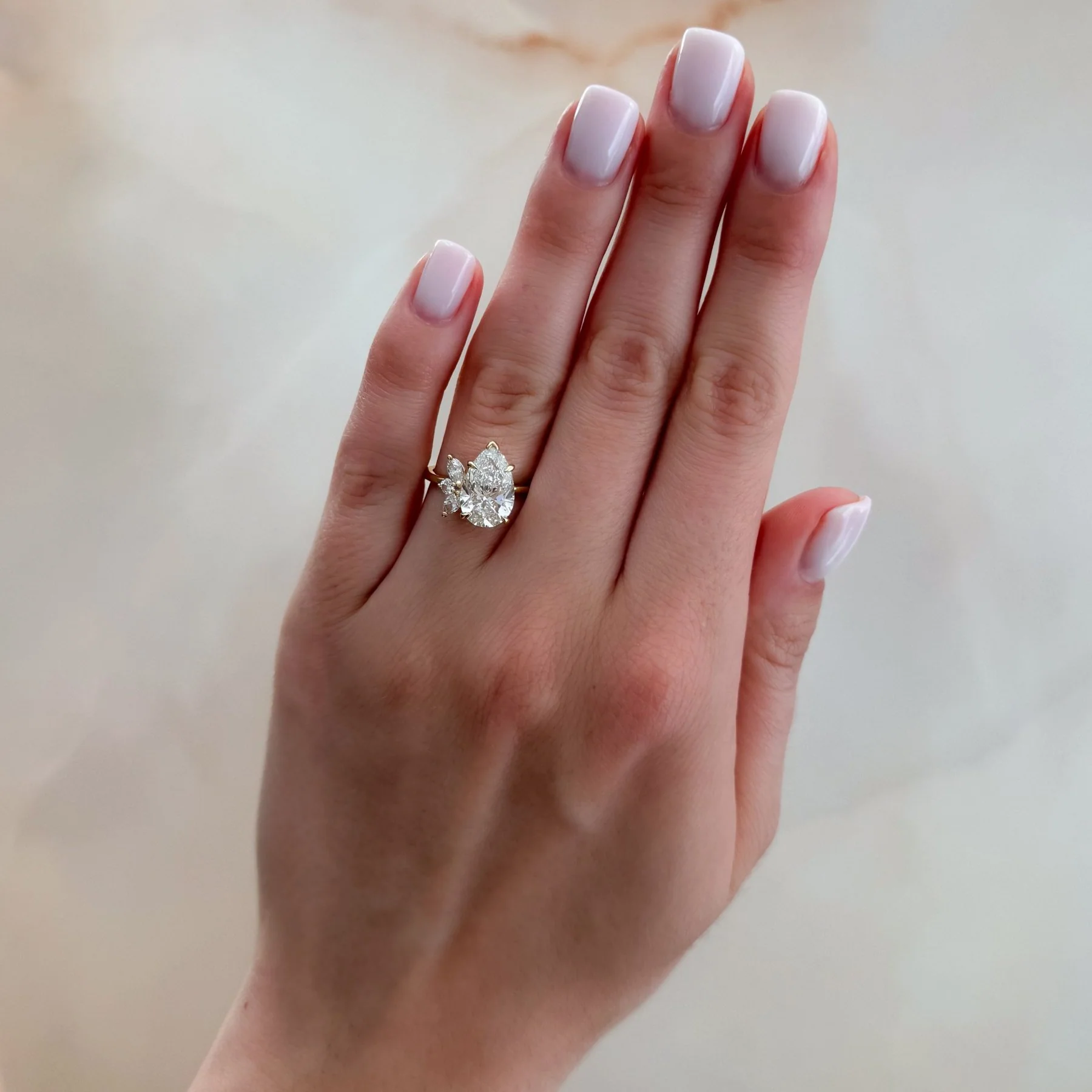 Lotus Engagement Ring With Pear Cut Diamond - Image 3
