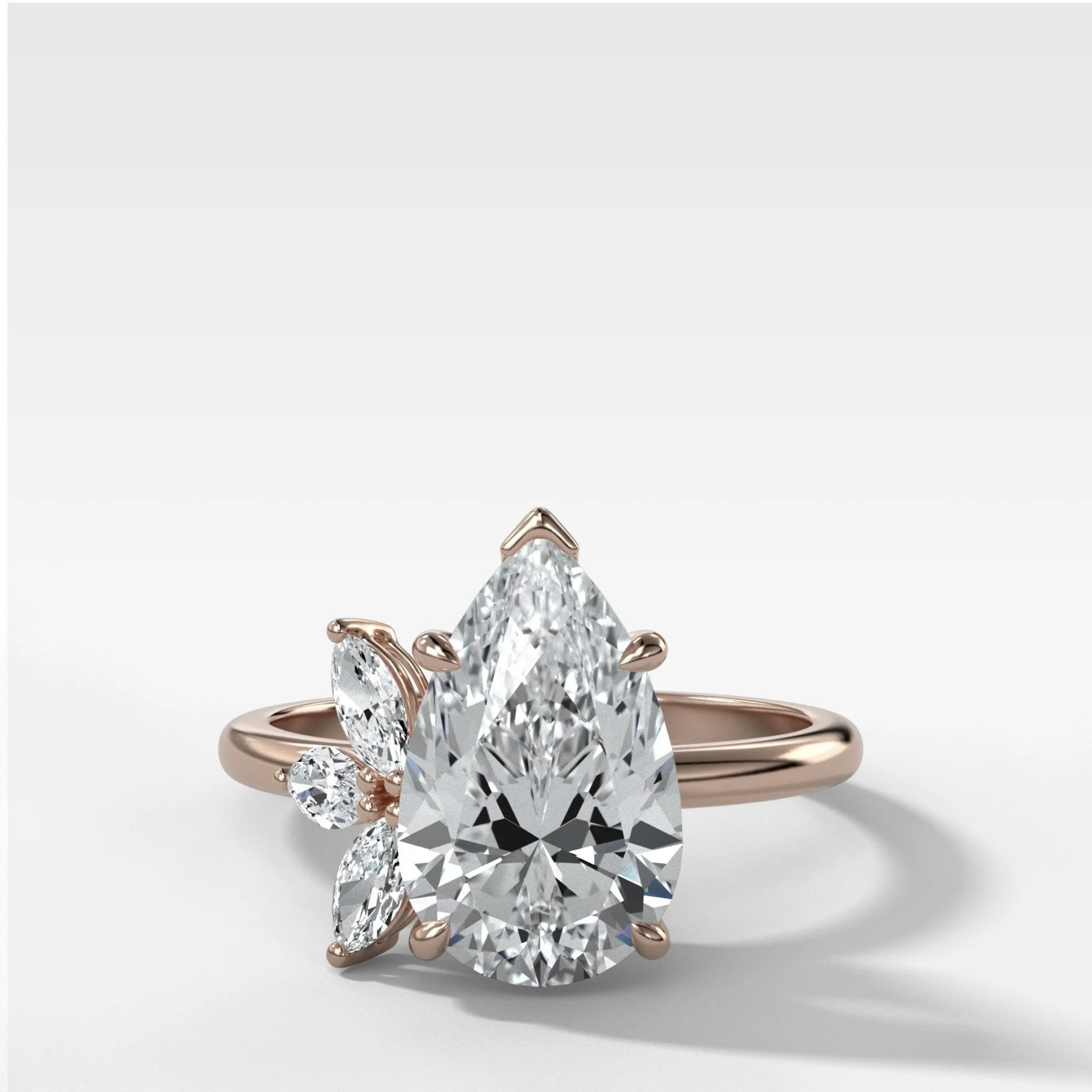 Lotus Engagement Ring With Pear Cut Diamond - Image 5