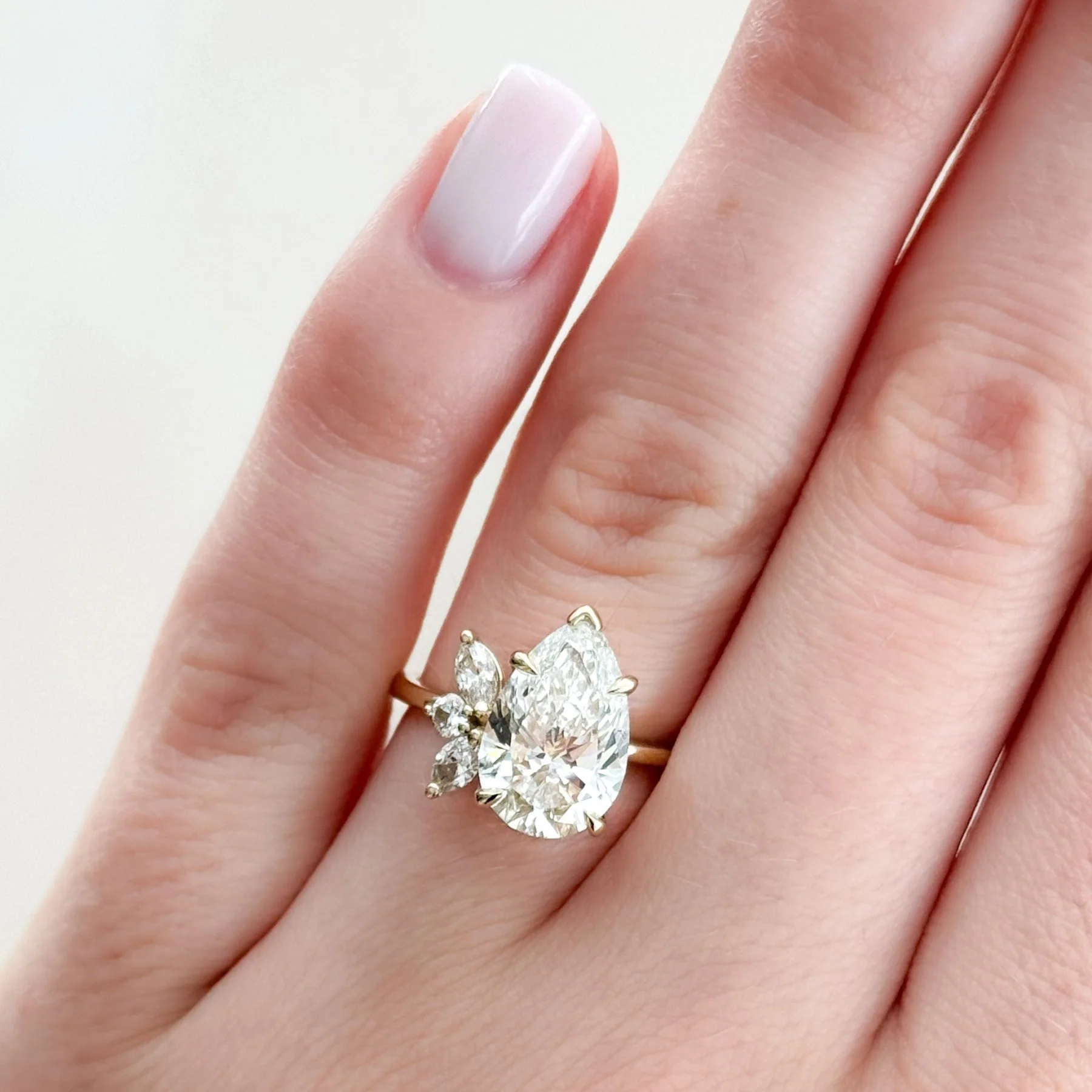 Lotus Engagement Ring With Pear Cut Diamond - Image 6