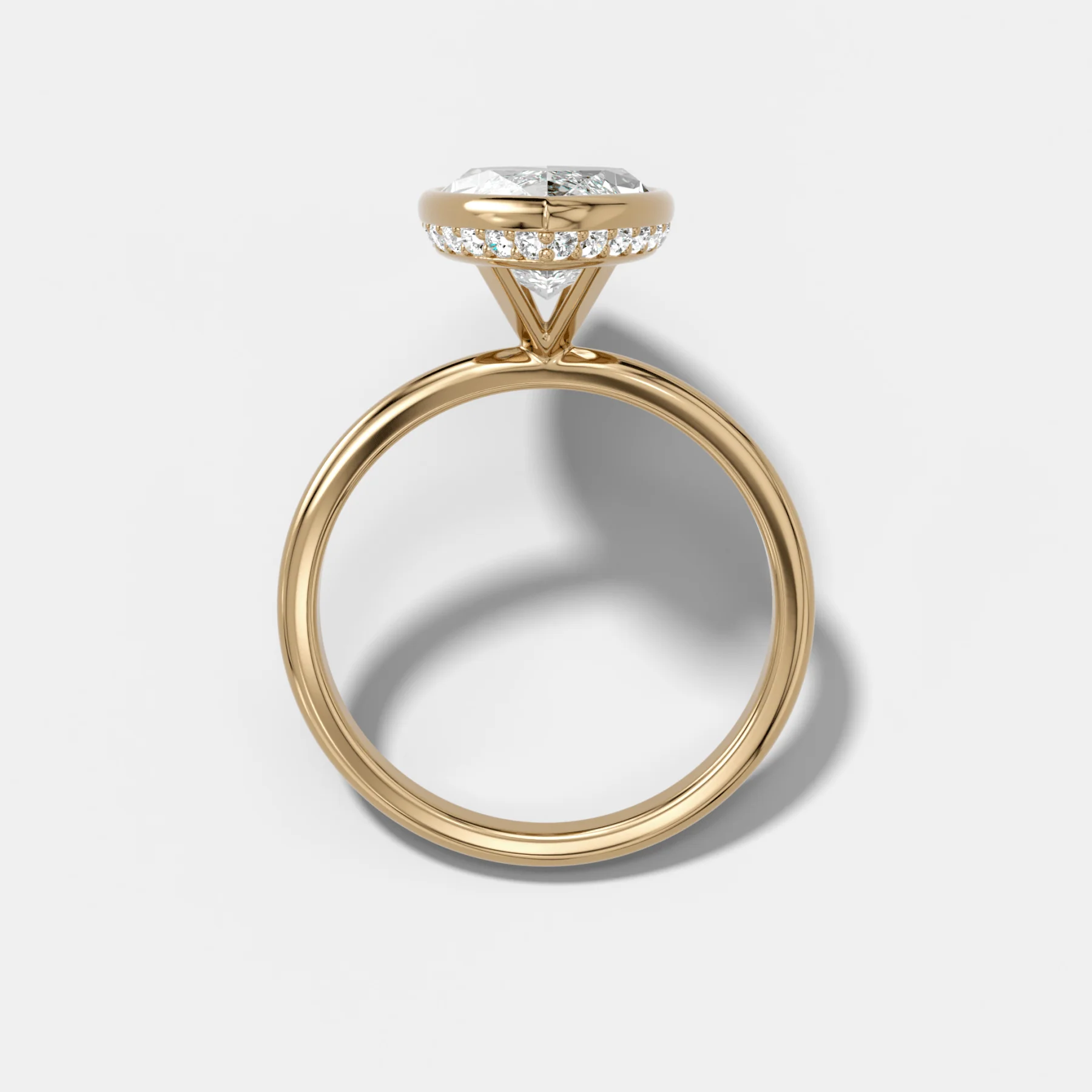 Penumbra Bezel Hidden Halo Engagement Ring with Marquise Cut - Image 2