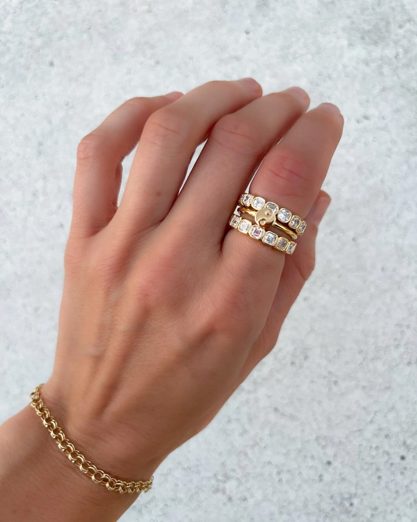 Midi Bezel Set Halfway Wedding Band With Asscher Cuts - Image 2