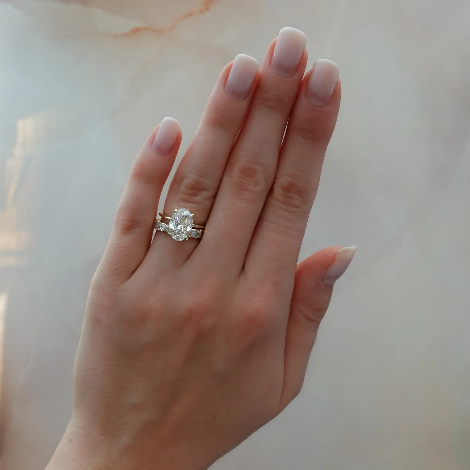 Midi Bezel Set Halfway Wedding Band With East West Radiant Cuts - Image 5