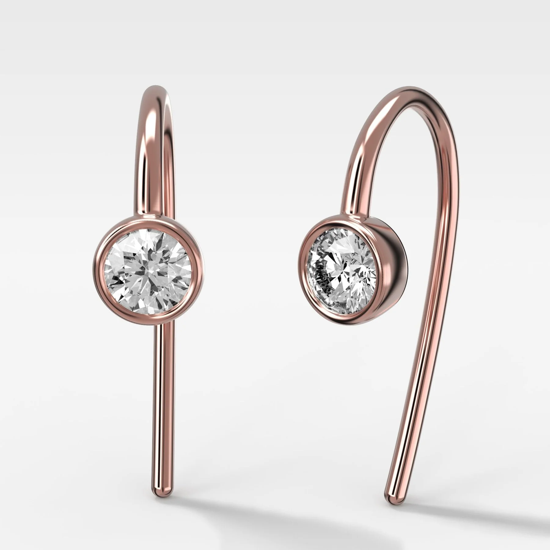 Midi Bezel Threader Earrings with Round Cut Diamonds - Image 3