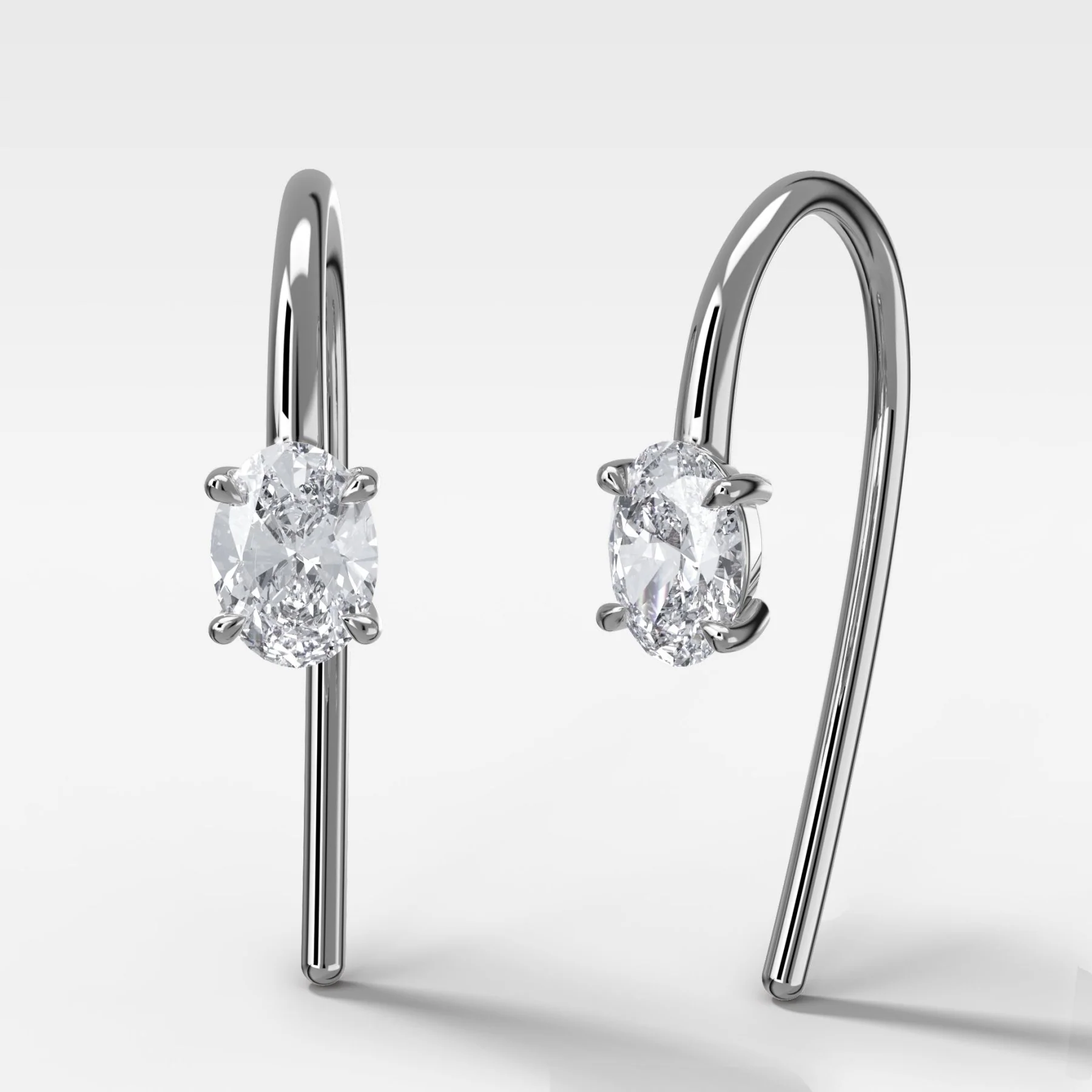 Midi Threader Earrings with Oval Cut Diamonds - Image 2