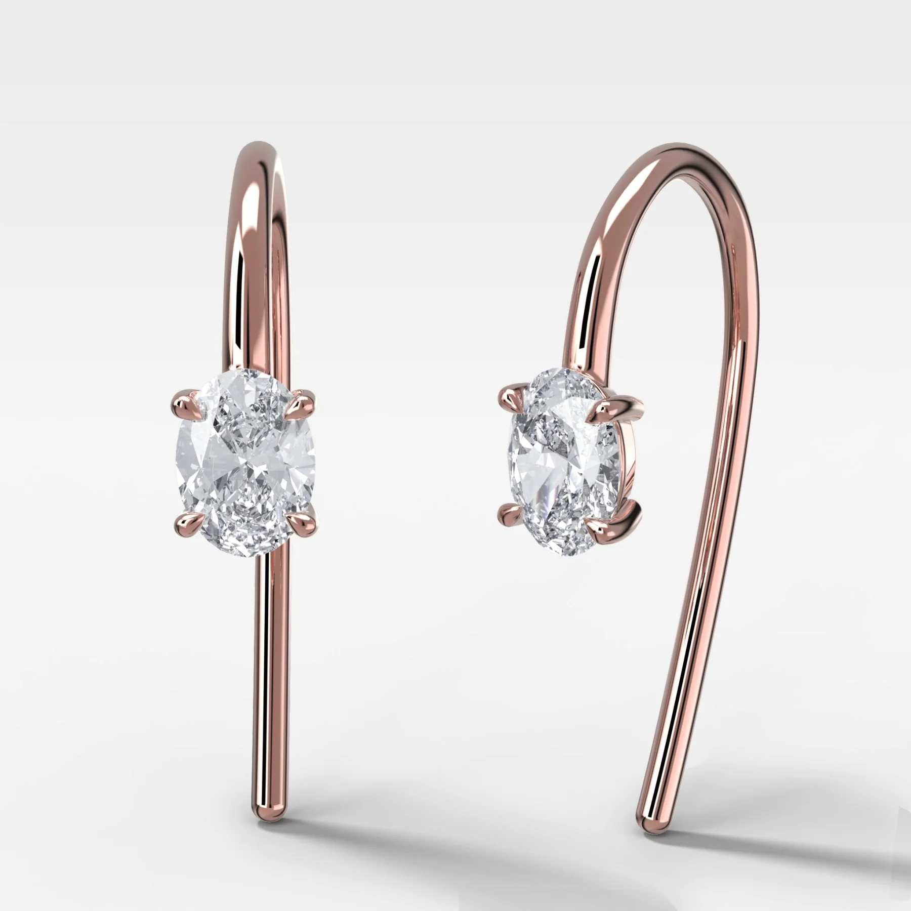 Midi Threader Earrings with Oval Cut Diamonds - Image 3