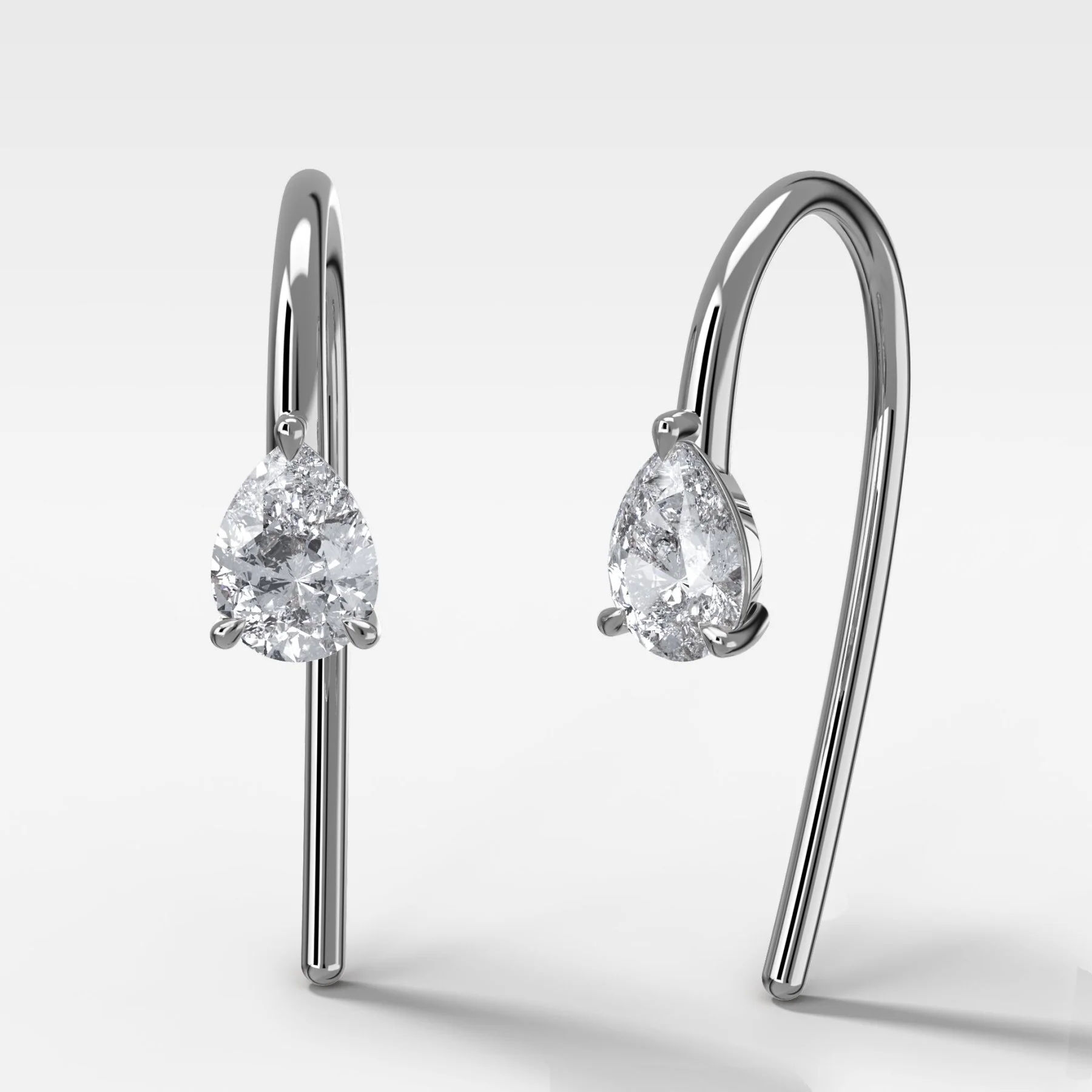 Midi Threader Earrings with Pear Cut Diamonds - Image 3