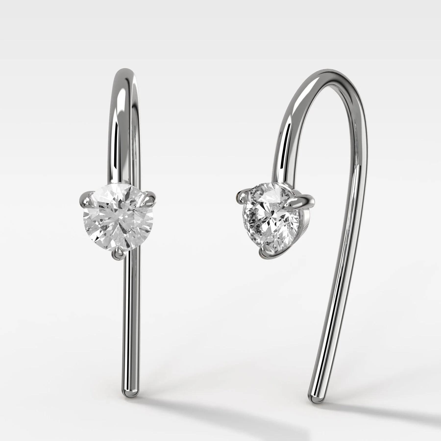 Midi Threader Earrings with Round Cut Diamonds - Image 2
