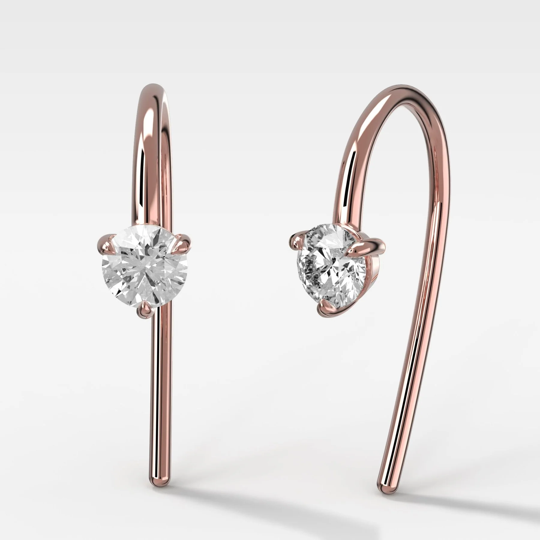 Midi Threader Earrings with Round Cut Diamonds - Image 3