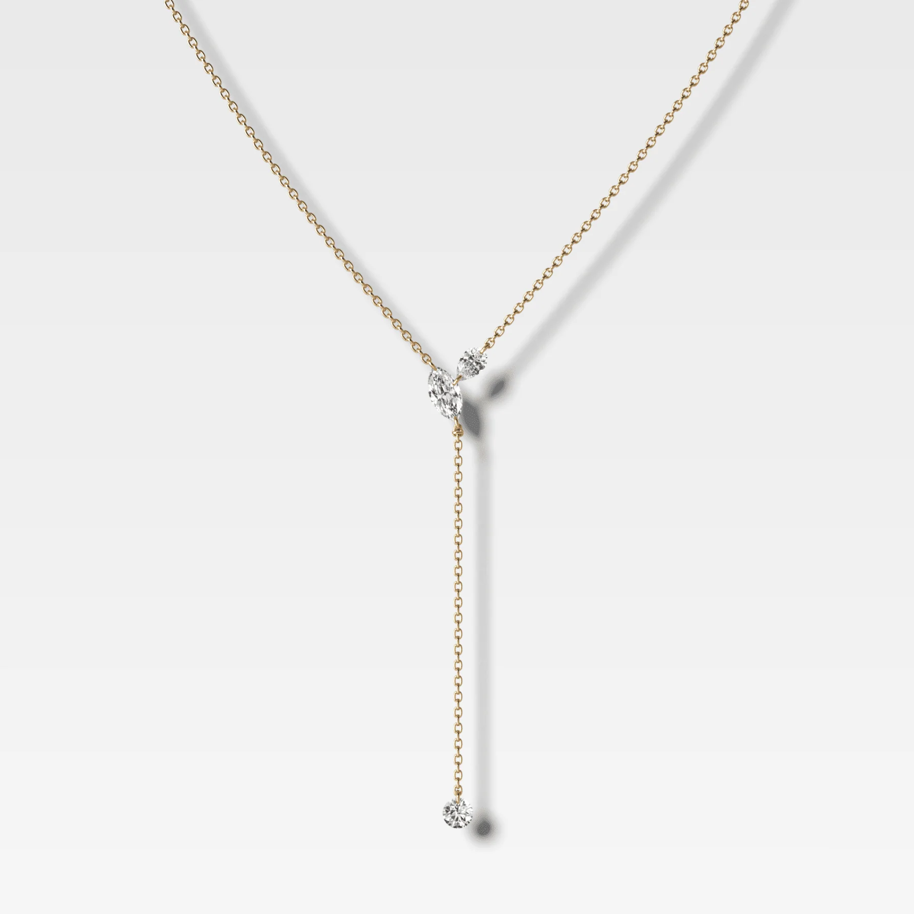Mixed Diamond Shape Lariat Necklace (1 carat) - Image 2