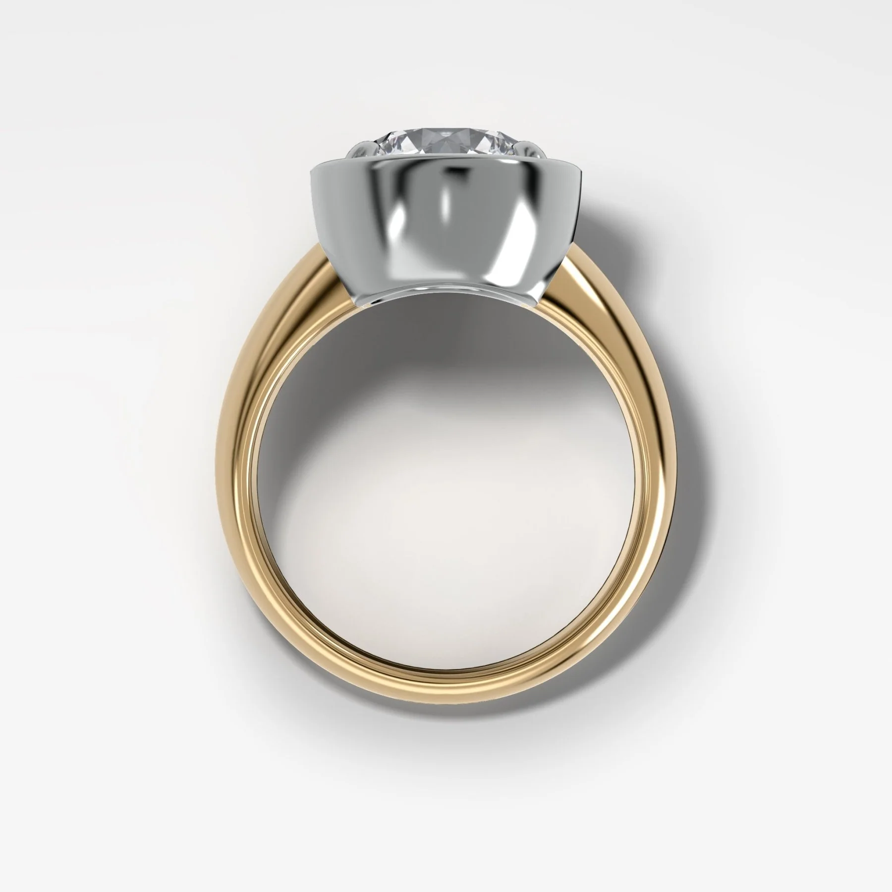 Mixed Metal Club Ring Solitaire Engagement Ring With a Round Cut Diamond - Image 2