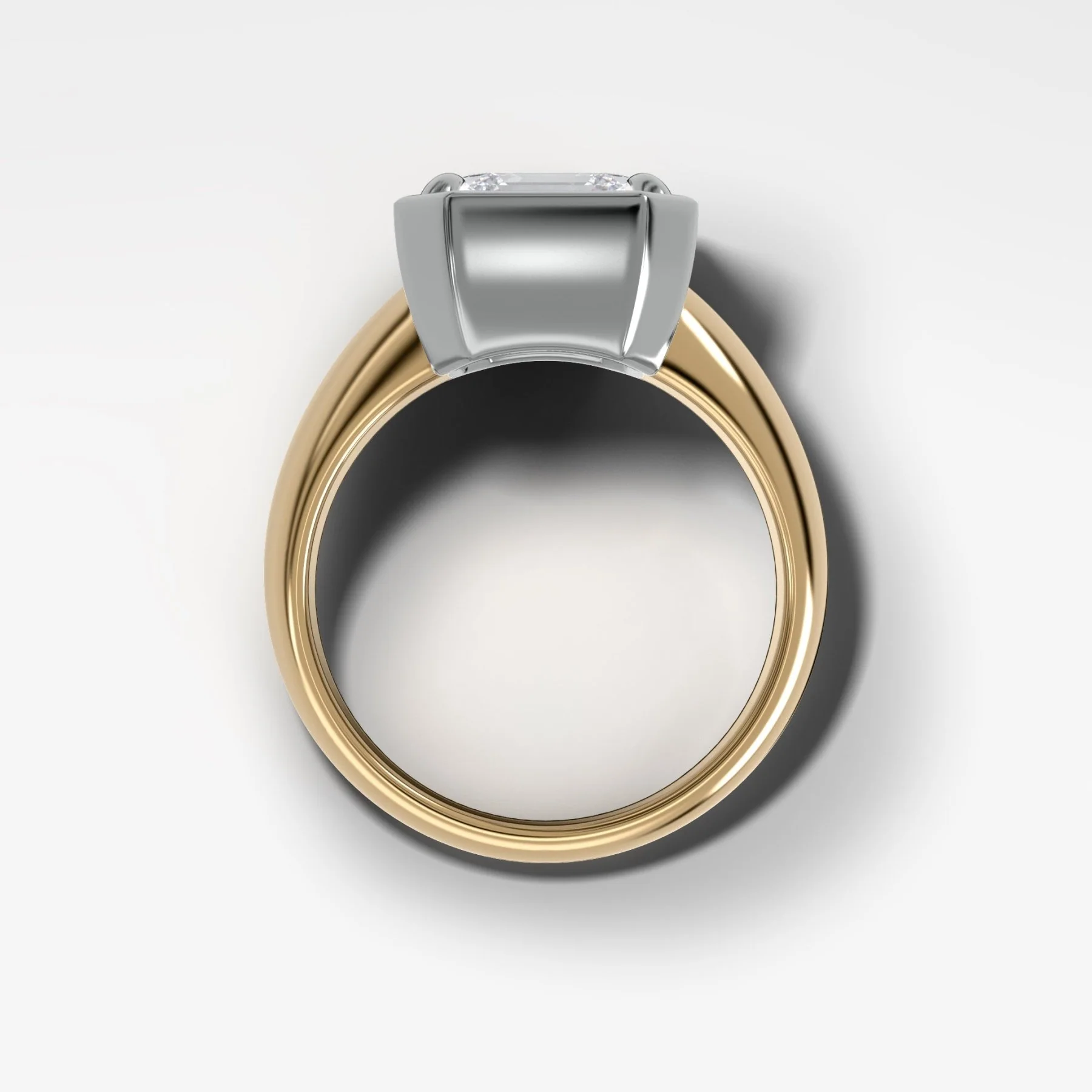 Mixed Metal Club Ring Solitaire Engagement Ring With an Asscher Cut Diamond - Image 2