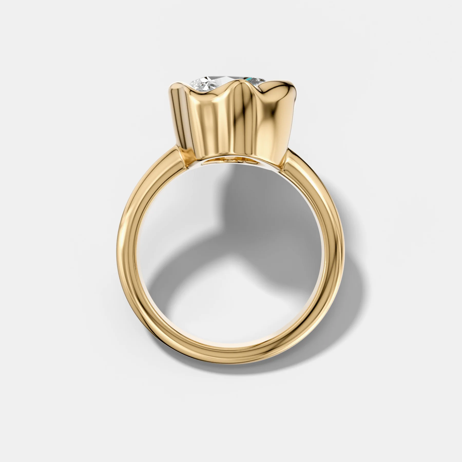 Molten Bezel Engagement Ring With an Oval Cut Diamond - Image 2
