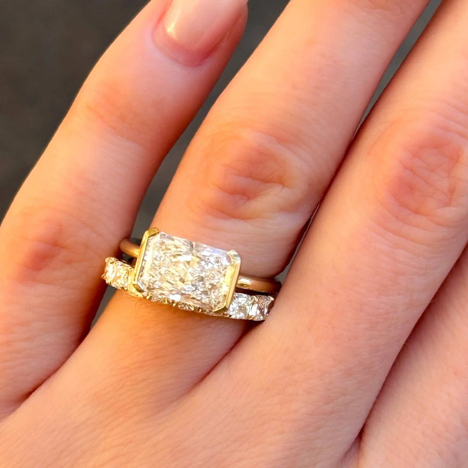 Nine Stone Claw Set Wedding Band With Cushion Cuts - Image 2