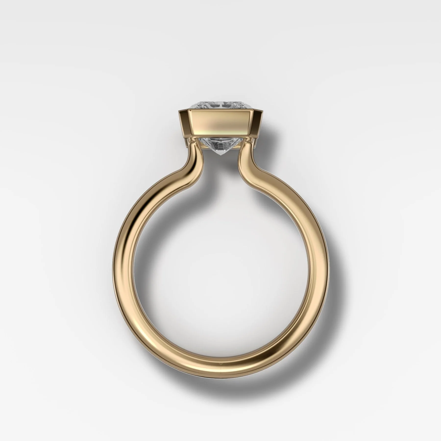 North South Half Bezel Solitaire Engagement Ring With Elongated Radiant Cut Diamond - Image 2