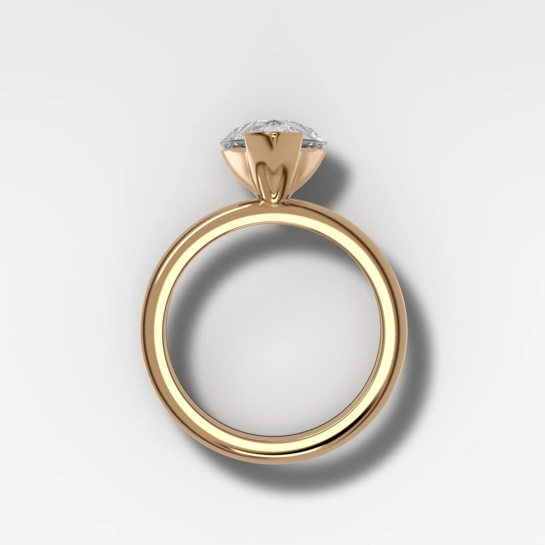 North South Half Bezel Solitaire Engagement Ring With Lab Grown 3.27ct Pear Cut Diamond - Image 3